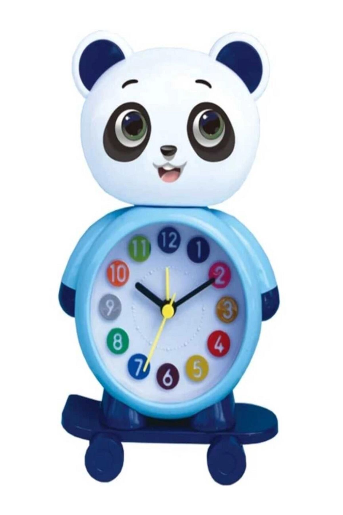 teknotrust Yeni Sezon Sevimli Panda Masa Saati Kaykay Detaylı Çoçuk Odası Alarmlı Çalar Saat