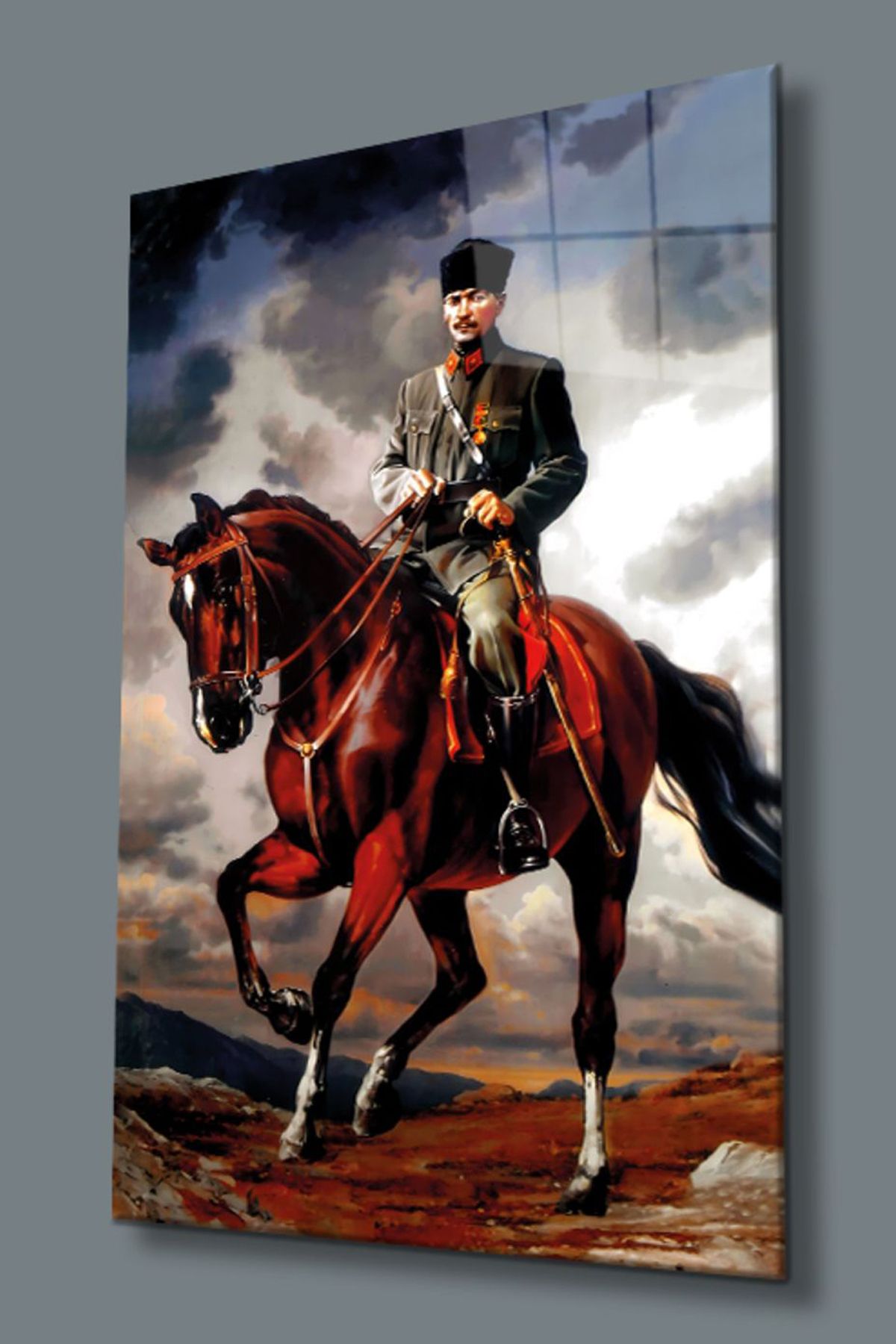 MIGNATIS Atatürk Portresi Uv Baskılı Cam Tablo, Ev Ve Ofis Duvar Dekoru Hediyelik Ev ve Ofis Duvar Dekoru Hed