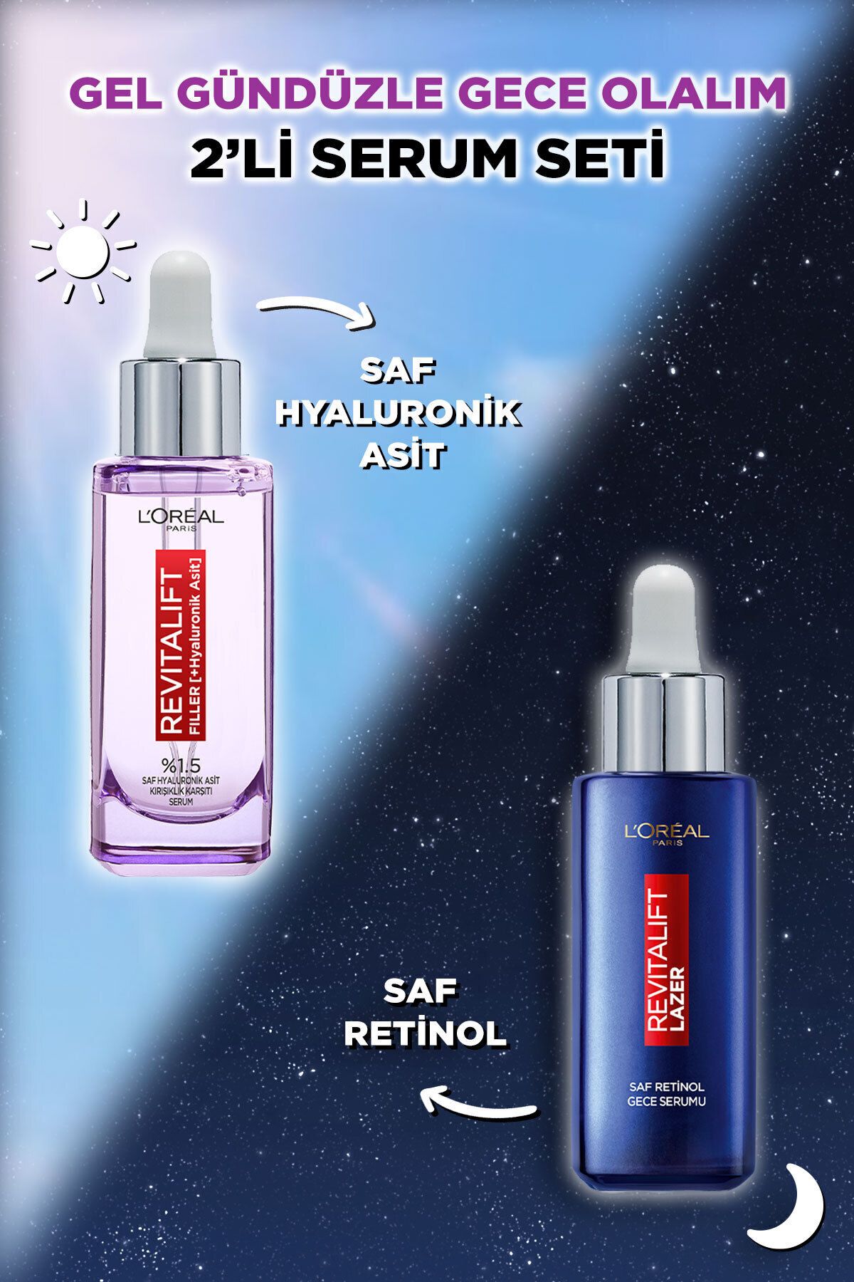 L'Oreal Paris Revitalift Filler %1.5 Saf Hyaluronik Asit Kırışıklık Karşıtı Serum + Saf Retinol Gece Serumu