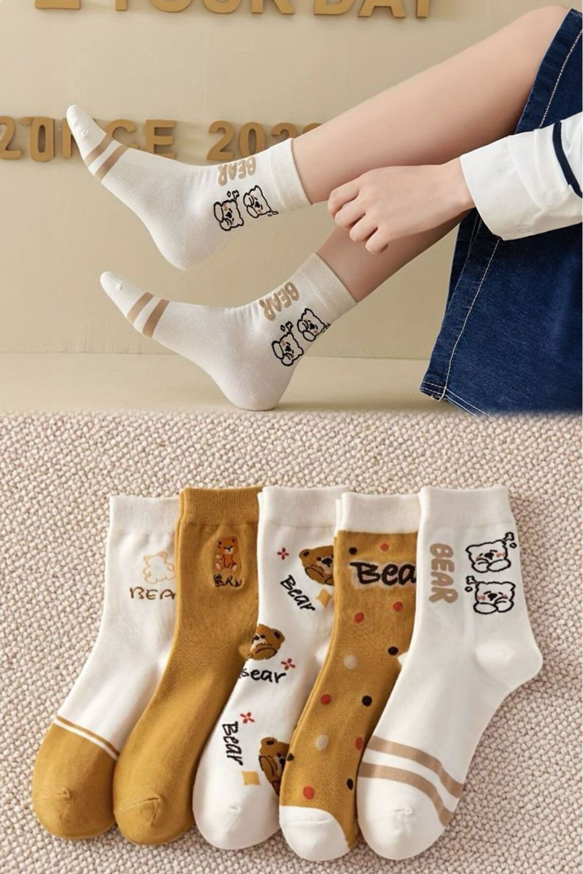 BGK 5 Çift Sevimli Kadın Çorap