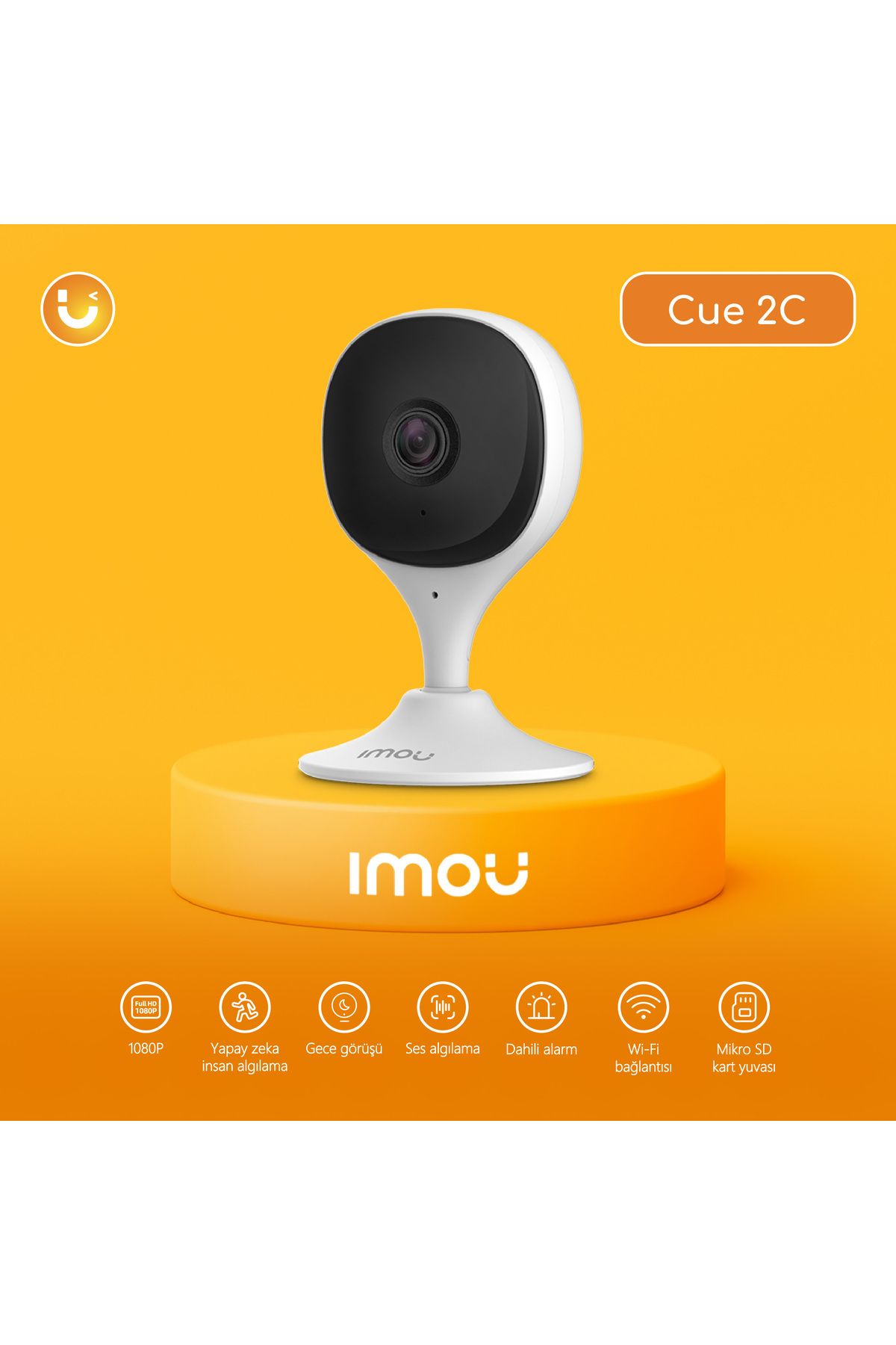 Imou Cue 2C İç Ortam Akıllı WiFi Kamera/2MP-Gece Görüş-İnsan Algılama-SD Kart-ONVIF-Bulut(IPC-C22CP)