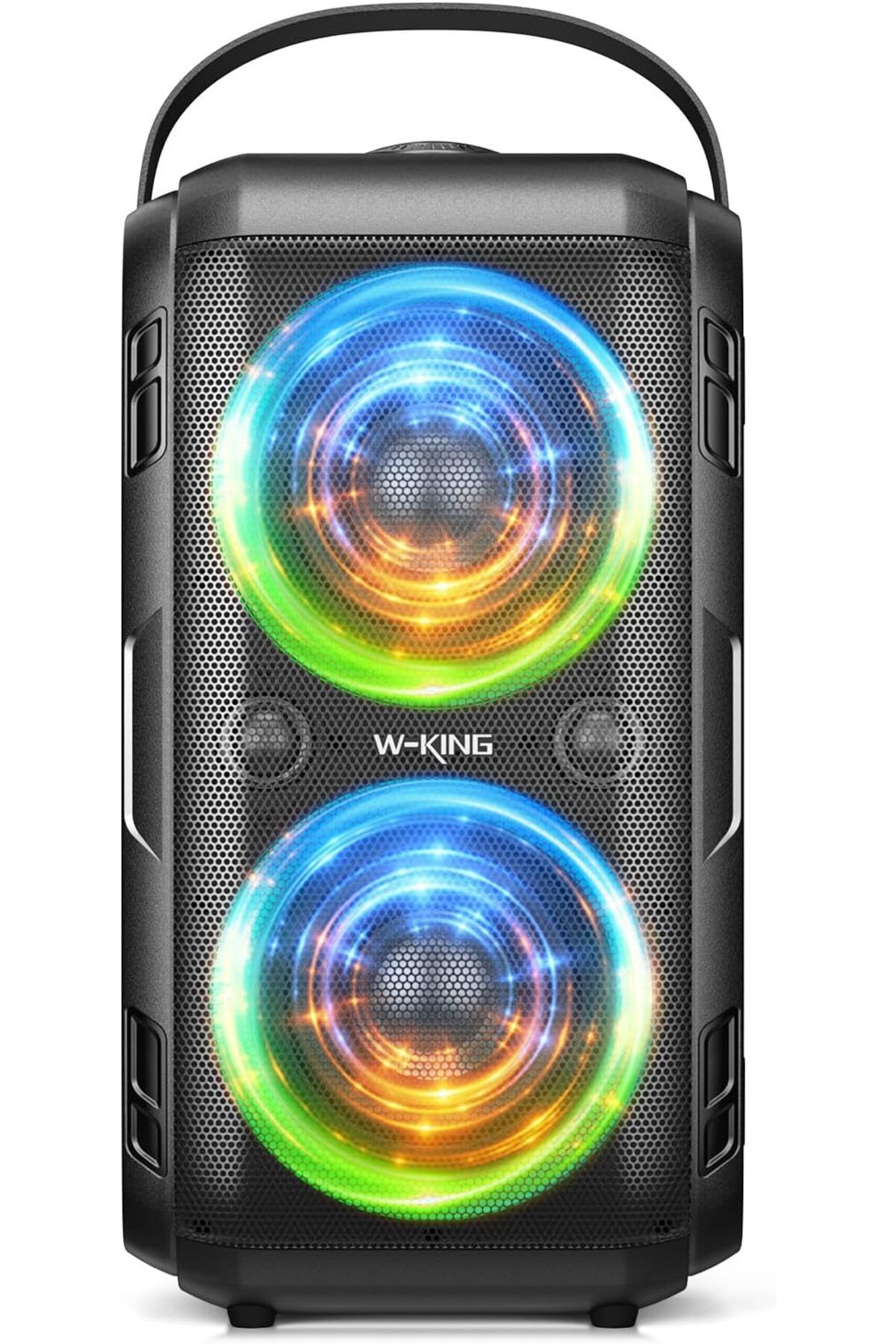 W-KING 105dB Sese Sahip Taşınabilir Bluetooth Hoparlör Güçlü Bas, IPX5 Suya Dayanıklı, Renkli LED Lamba