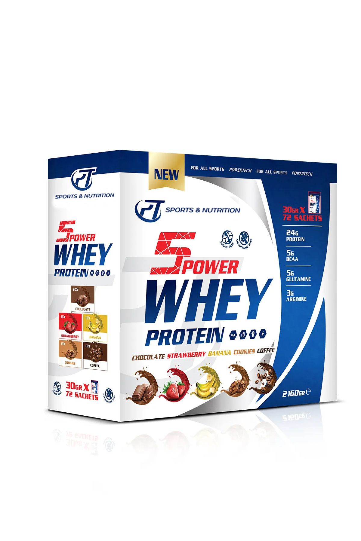 POWERTECH 5Power Whey Protein 30grx72 Sachets 2160 gr Mix