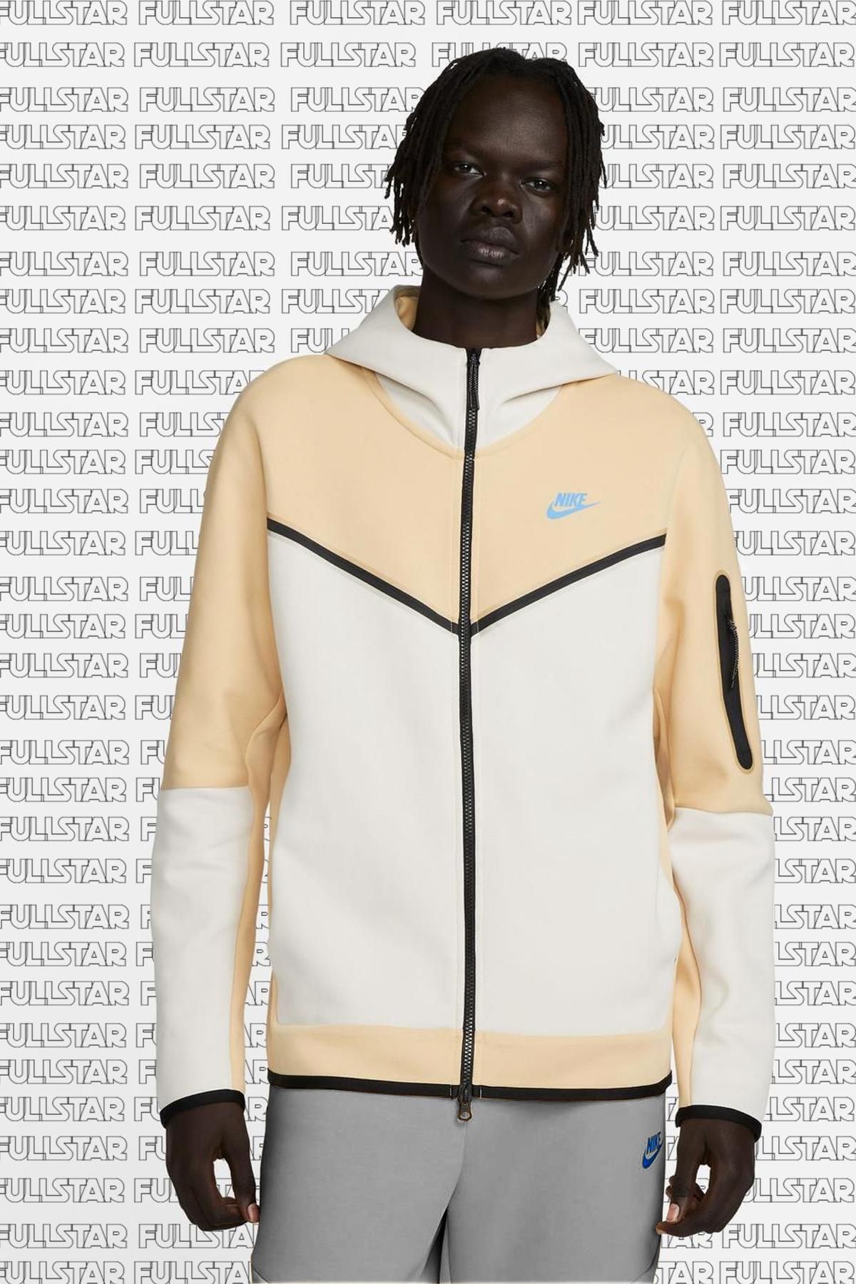 Nike Sportswear Tech Fleece Full Zip Hoodie Fermuarlı Kapüşonlu Sweatshirt Bej