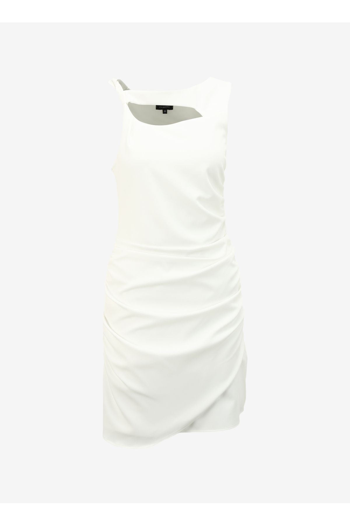 Fabrika Kayık Yaka Düz Beyaz Mini Kadın Elbise F4SL-ELB0318