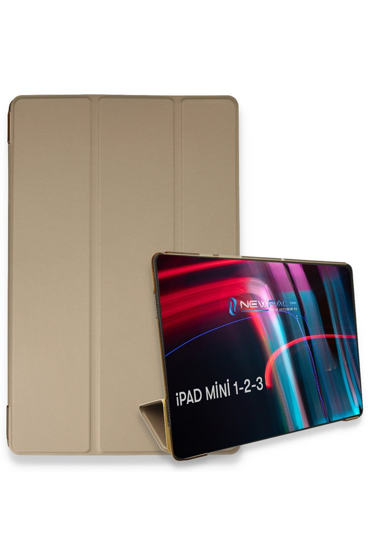 NewFace iPad Mini 2 Kılıf Tablet Smart Kılıf - Gold 307104