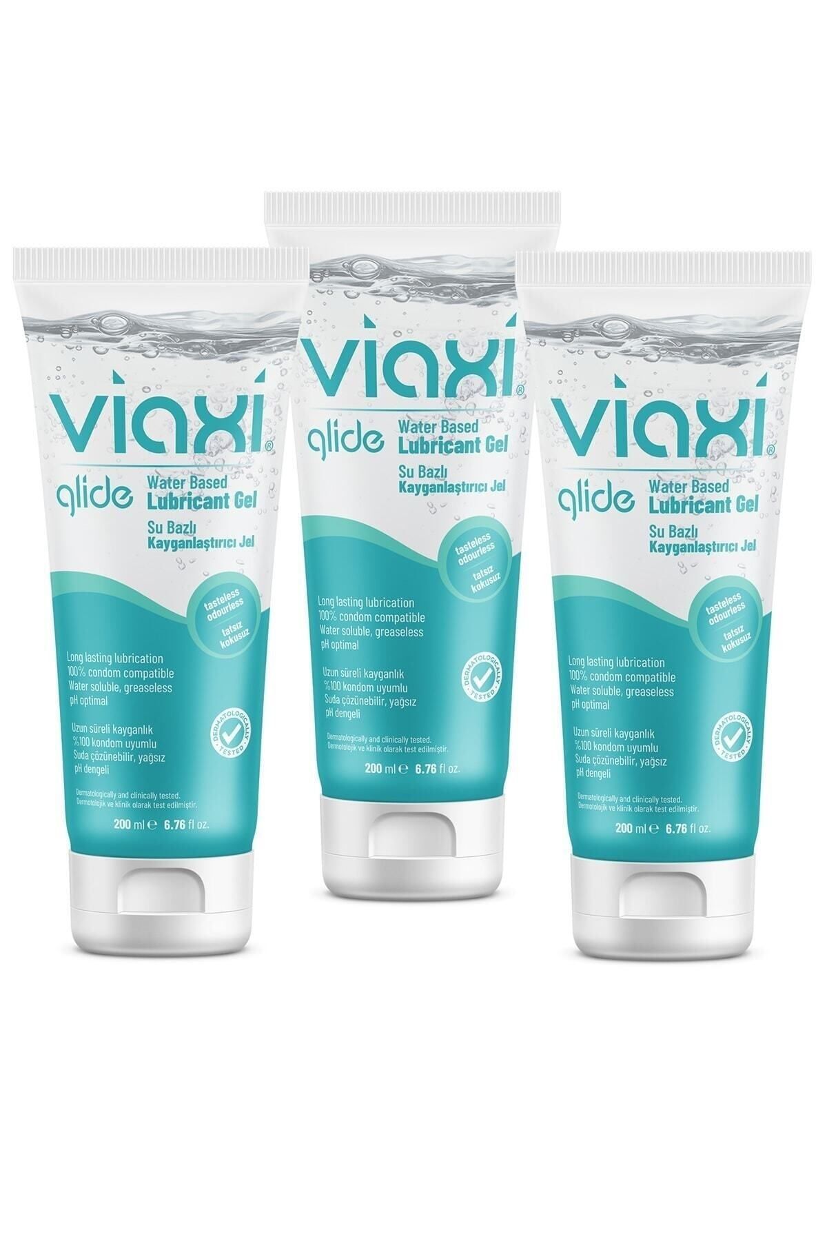 Viaxi Su Bazlı Kayganlaştırıcı Jel Viaxi Glide Sade 200 ml. (3 Adet)