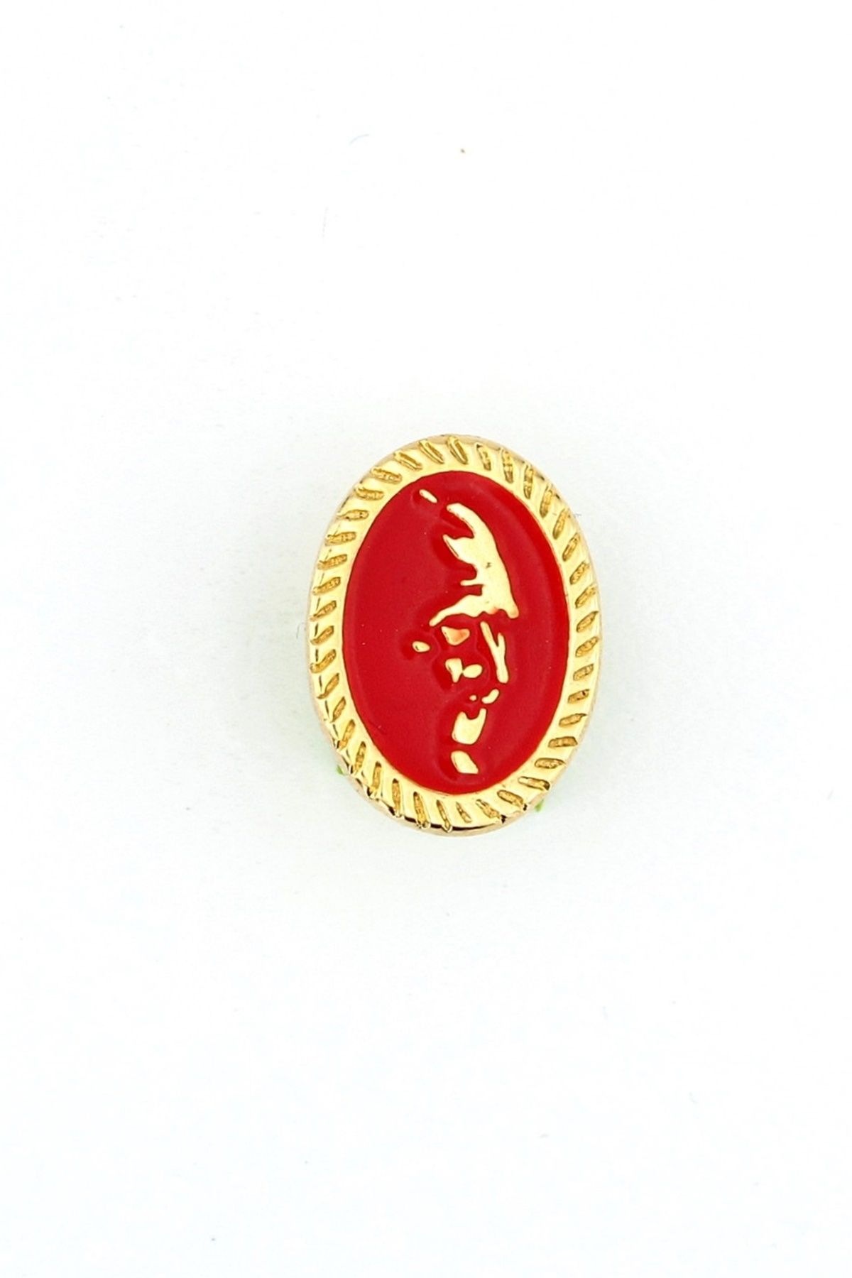Solfera Kırmızı Atatürk Silüeti Sarı Metal Pin Rozet Rz163