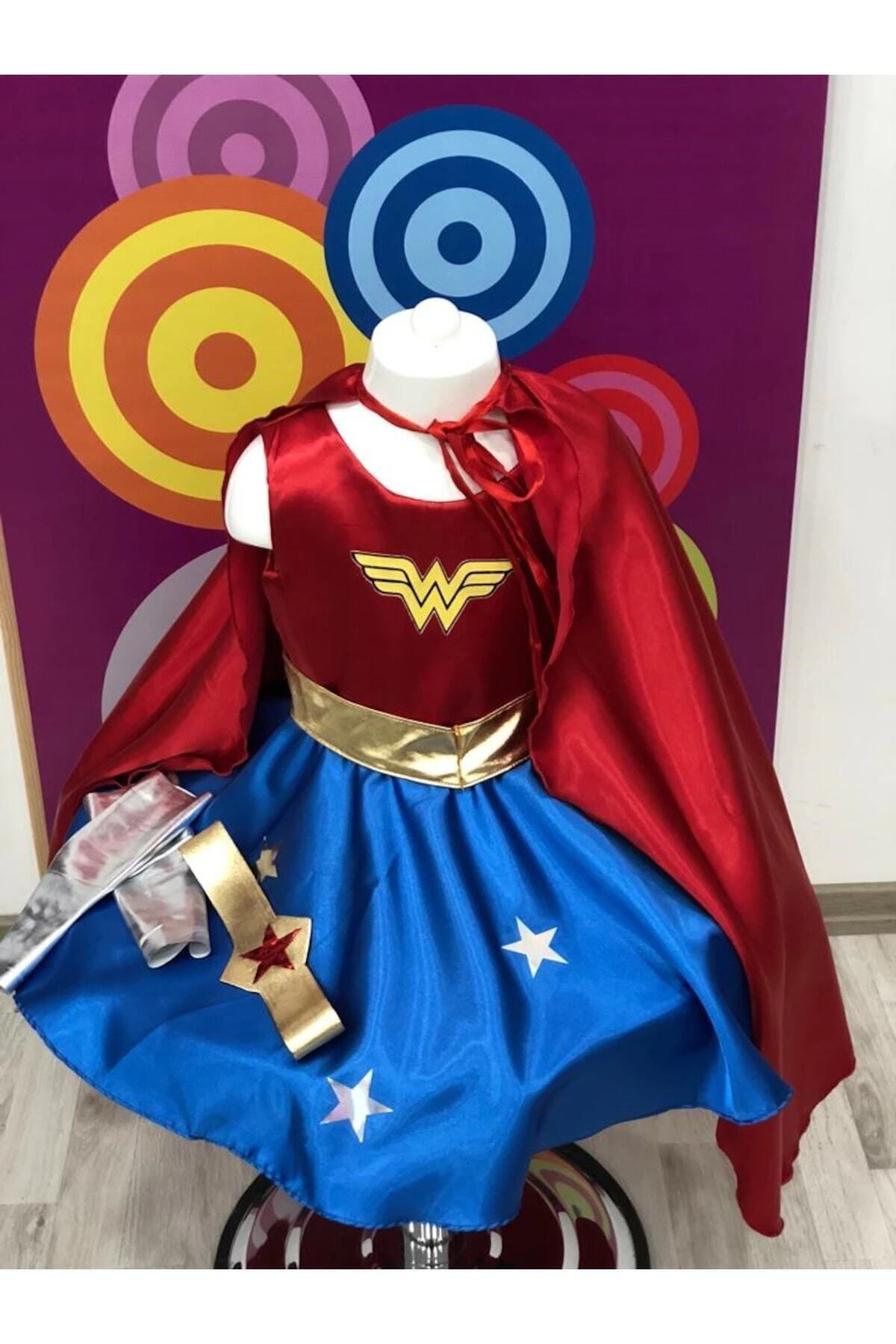YAĞMUR KOStütüM Wonder Woman Baskılı Kız Çocuk Doğumgünü&parti Kostümü