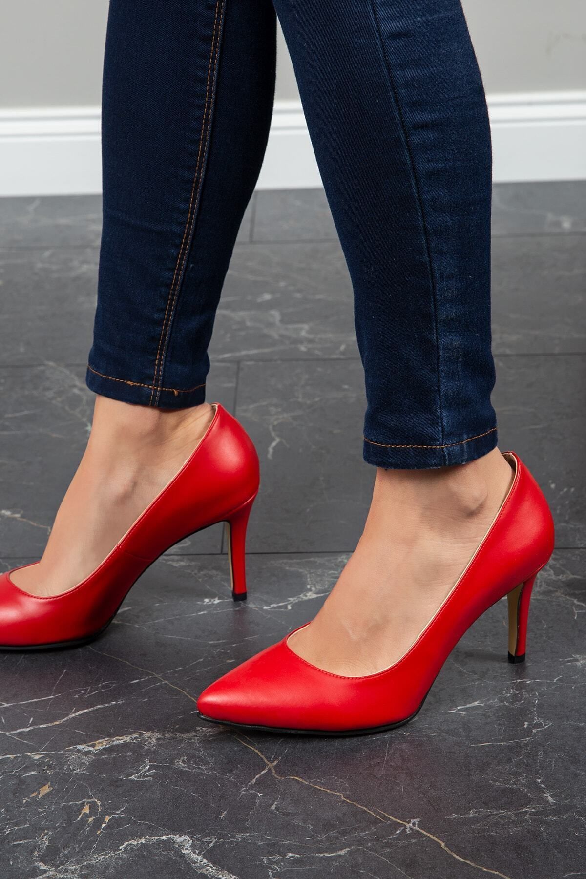 Deery Kırmızı Kadın  Klasik Topuklu Ayakkabı 02029ZKRMM01
