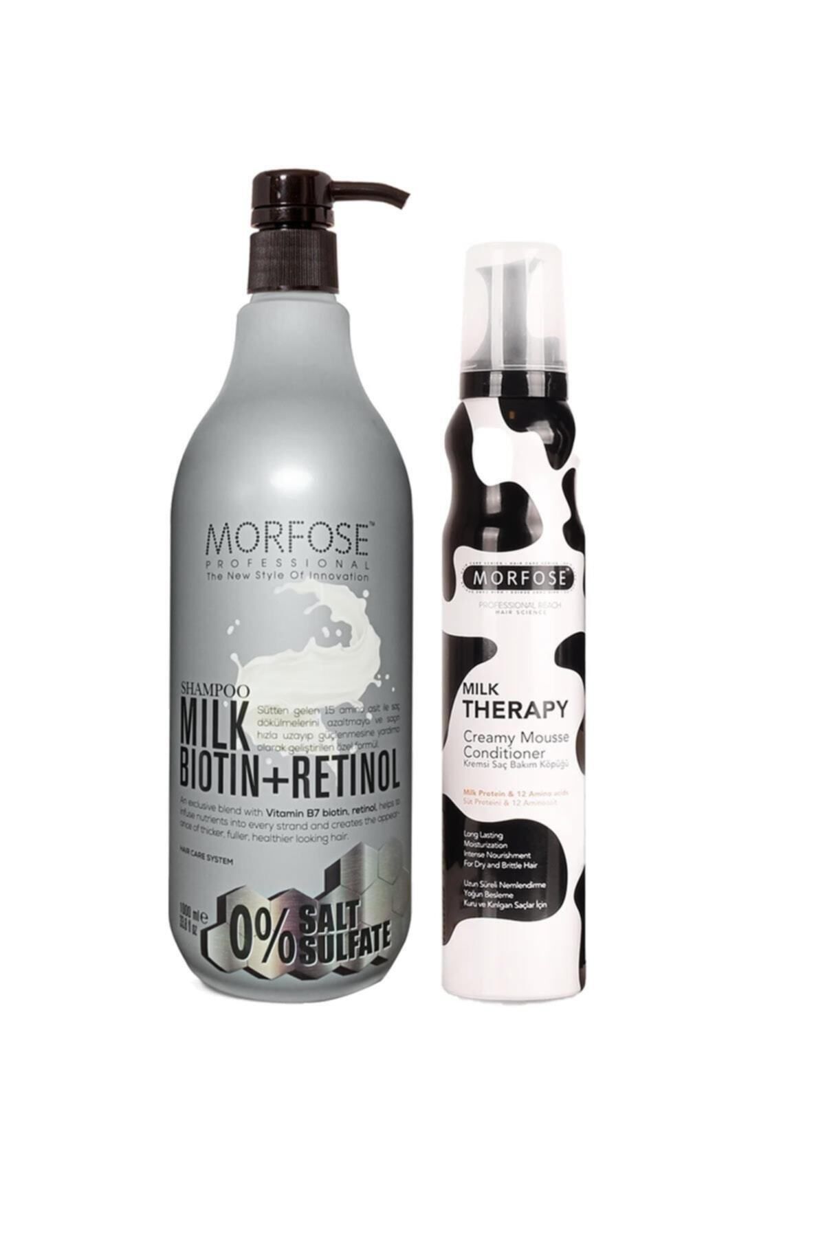 Morfose Sülfatsız Milk Biotin+retinol Içerikli Tuzsuz Şampuan 1000 Ml+milk Therapy Saç Köpüğü 200 Ml