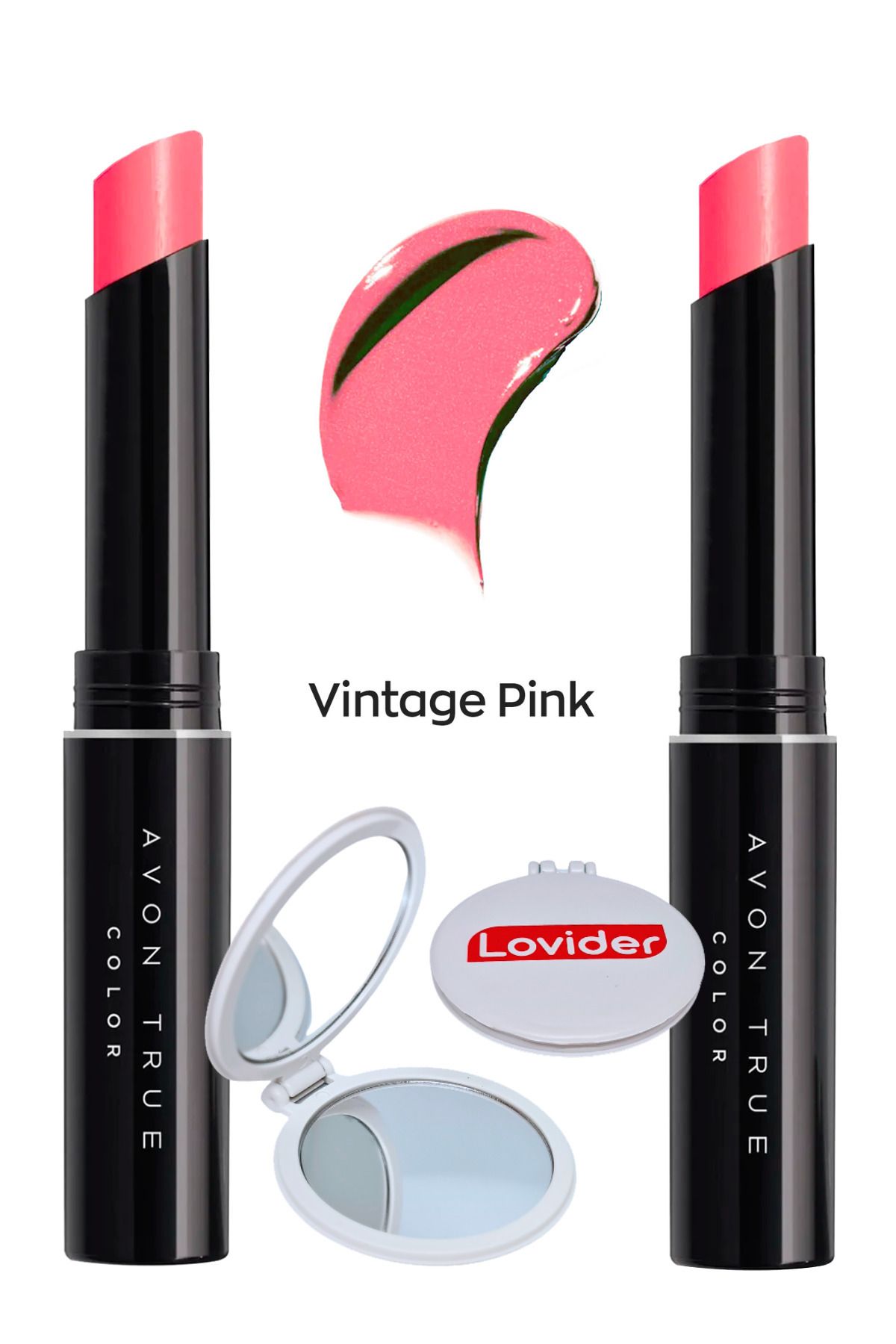 Avon True Colour Ultra Beauty Ruj - Vintage Pink 2'li + Lovider Cep Aynası Hediye