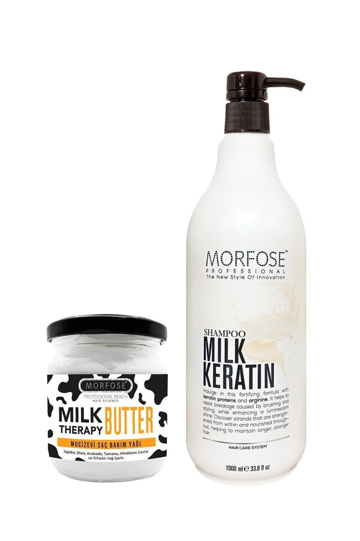 Morfose Keratin Sütü Şampuanı 1000 Ml+ Milk Therapy Butter Yağ Içeren Mucizevi Saç Bakım Kremi