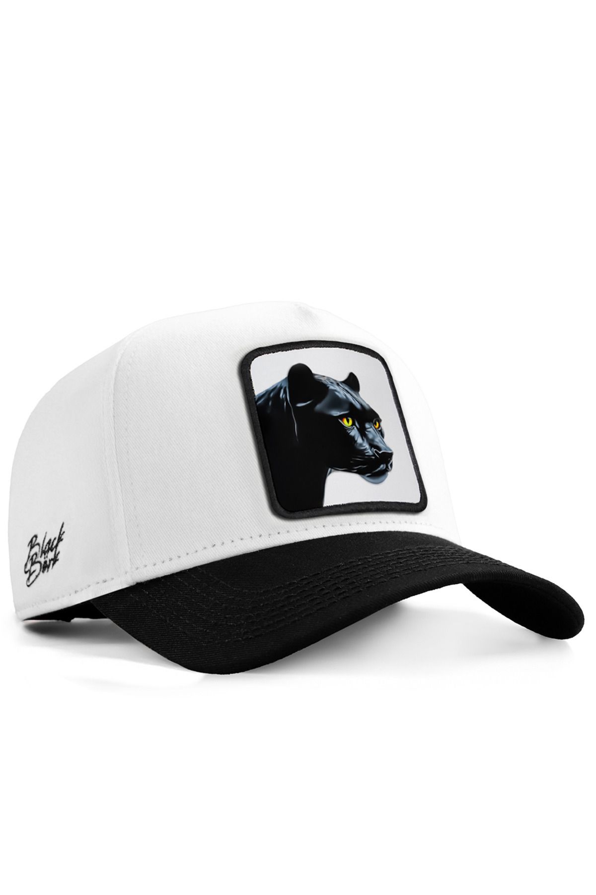 BlackBörk V1 Baseball Panter - 4bs Kod Logolu Unisex Beyaz-siyah Siperli Şapka (CAP)