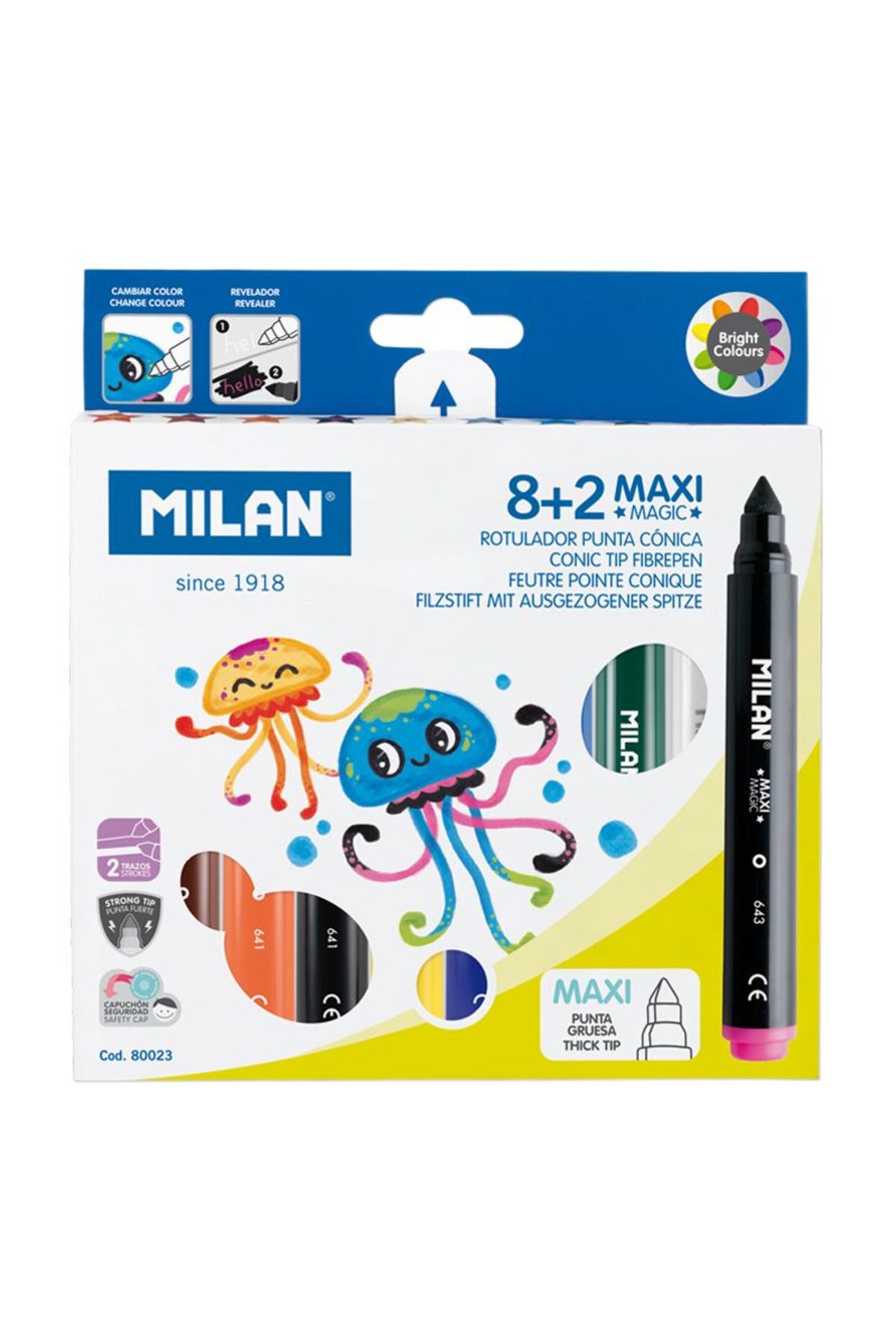 Milan 80023 Maxı Jumbo Sihirli Keçeli Kalem - 10 Lu
