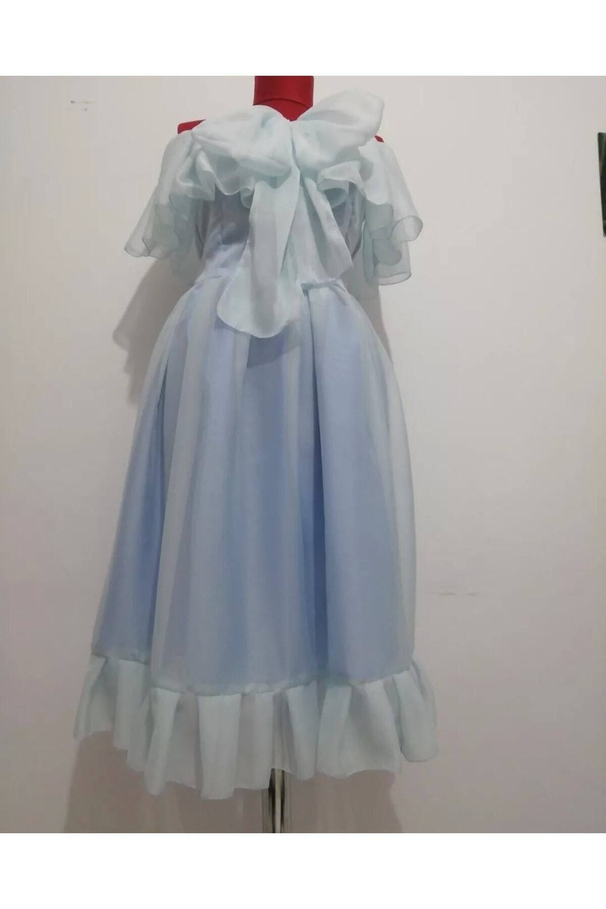 MY ANGEL HOME Korean Style Vıntage Lady Bebe Mavisi Prenses Elbise