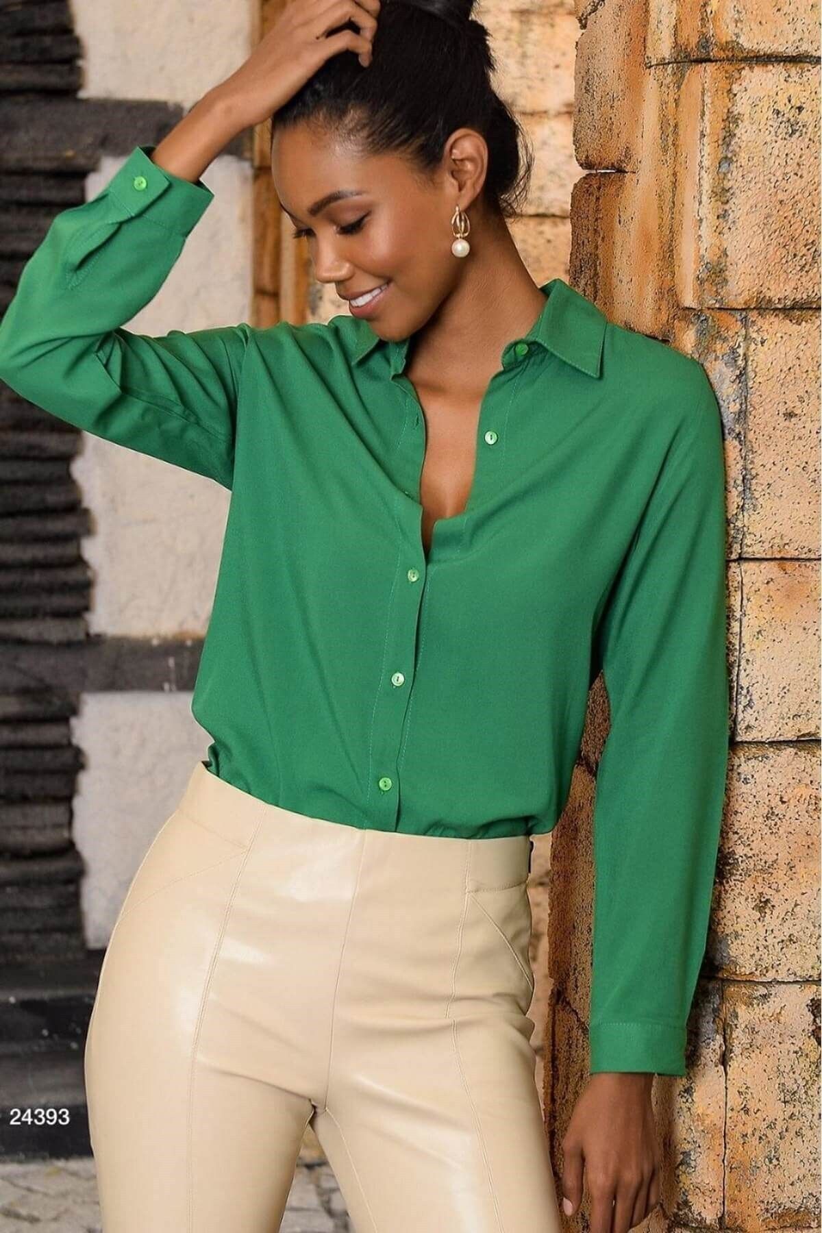Mossta Basic Kadın Gömlek Yeşil