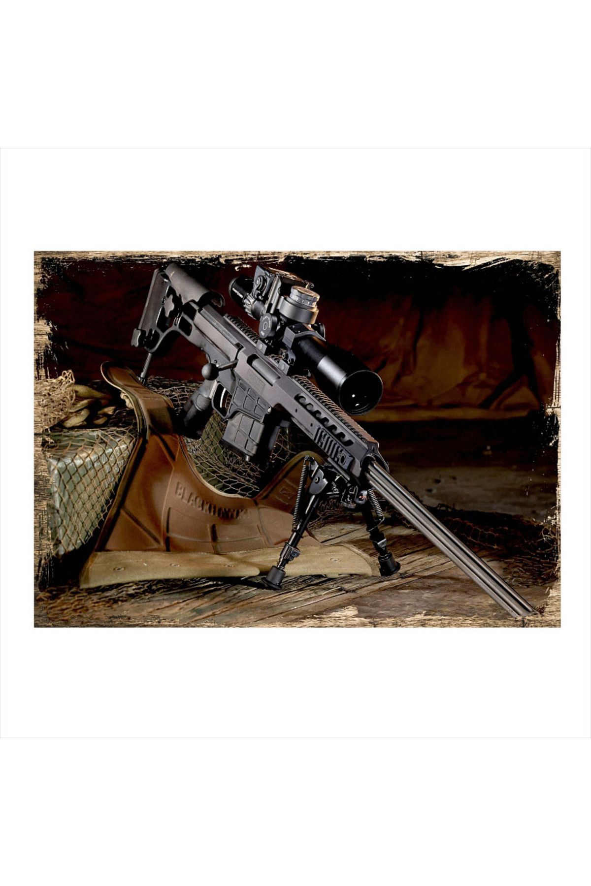 Tablomega Sniper Askeri Silah Desenli Mdf Tablo 18cm X 27cm