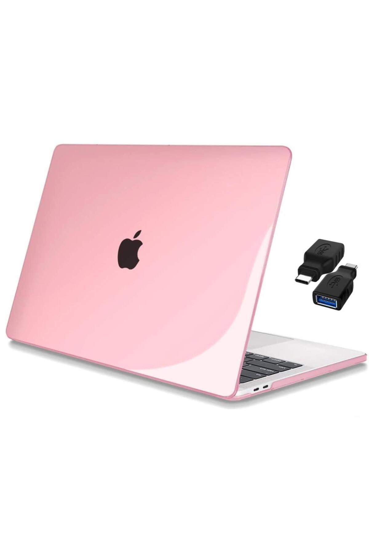 CODEGEN Apple 13" Macbook Pro A2338 M1 Kristal Pembe Kılıf Koruyucu Usb Çevirici