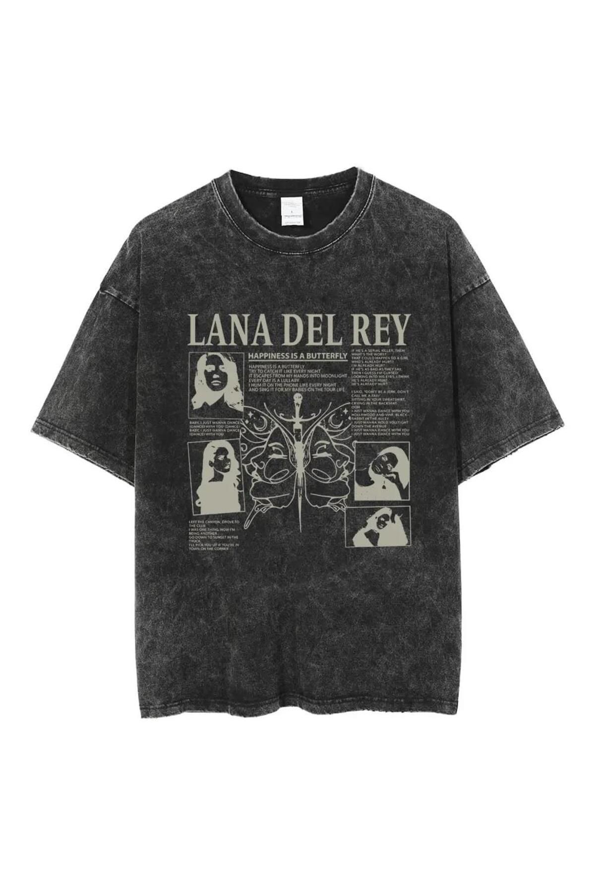 Toum dompuleri moda Yıkamalı Streetwear Lana Del Rey Baskılı Unisex Oversize Vintage T-shirt