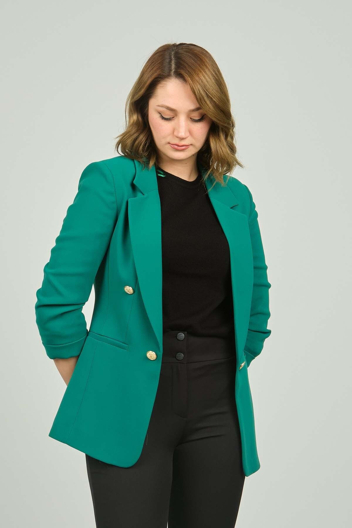 Ekol Kadın Blazer Ceket 4165 Yeşil