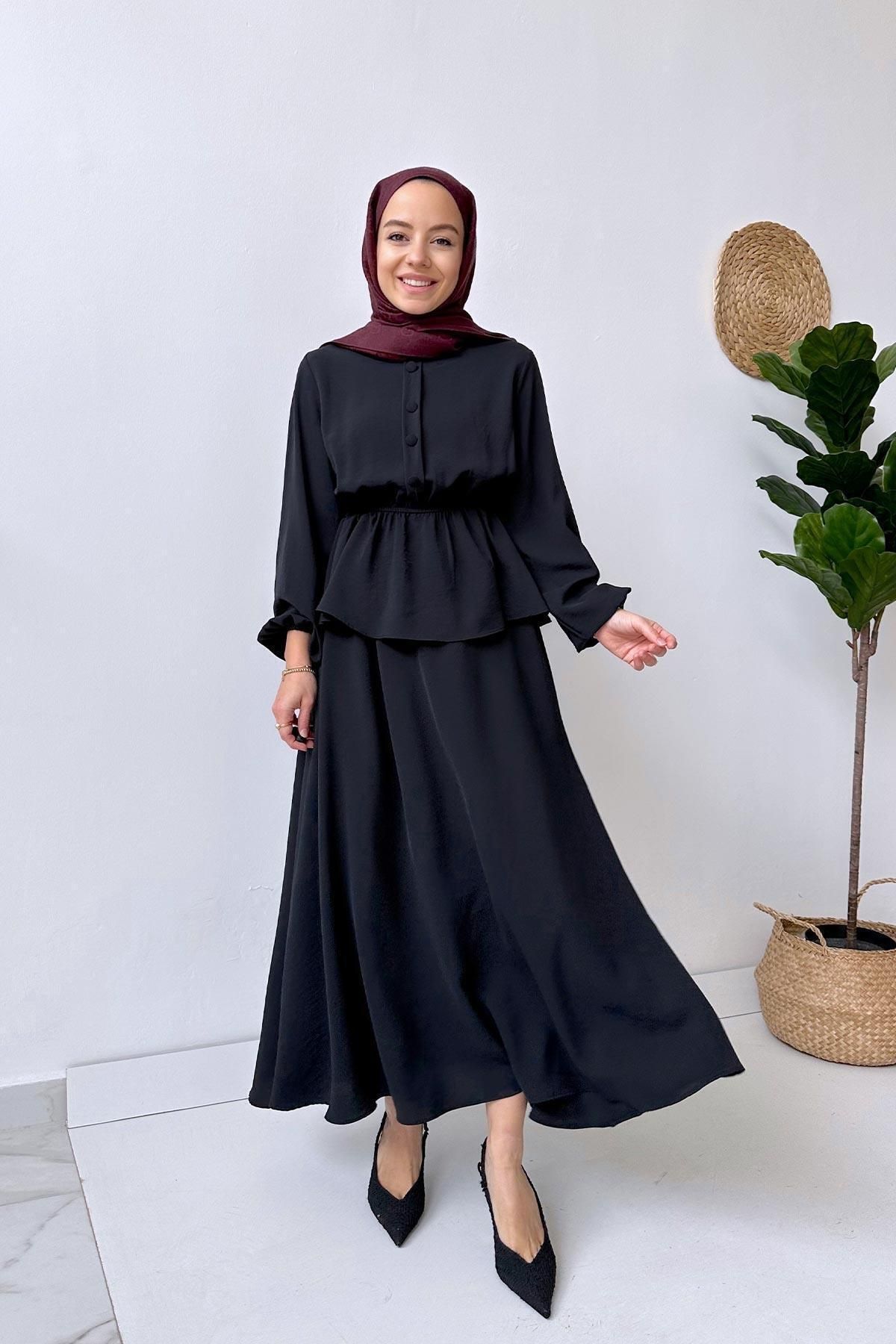 Ka Hijab Etekli Takım - Siyah