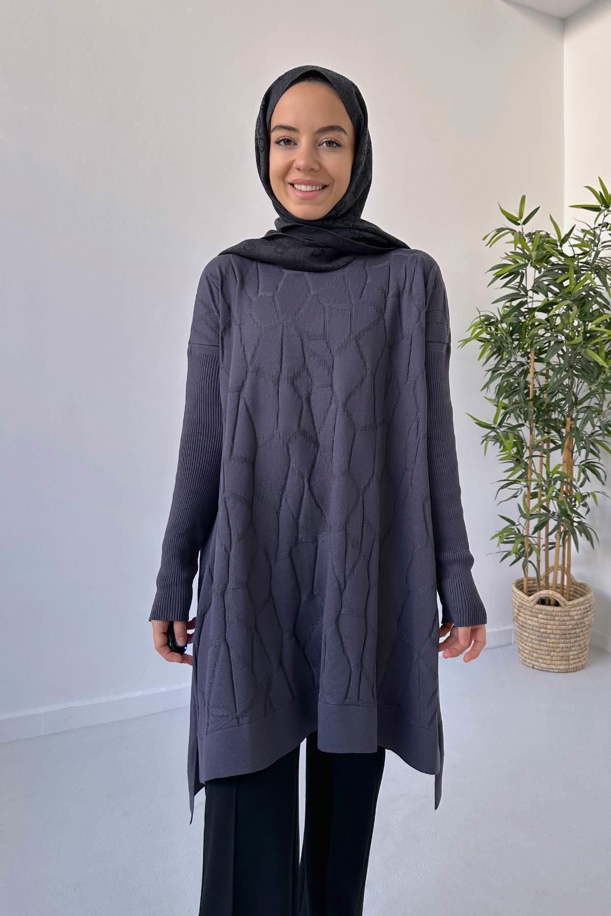 Ka Hijab Rom Merserize Tesettür Tunik - Füme