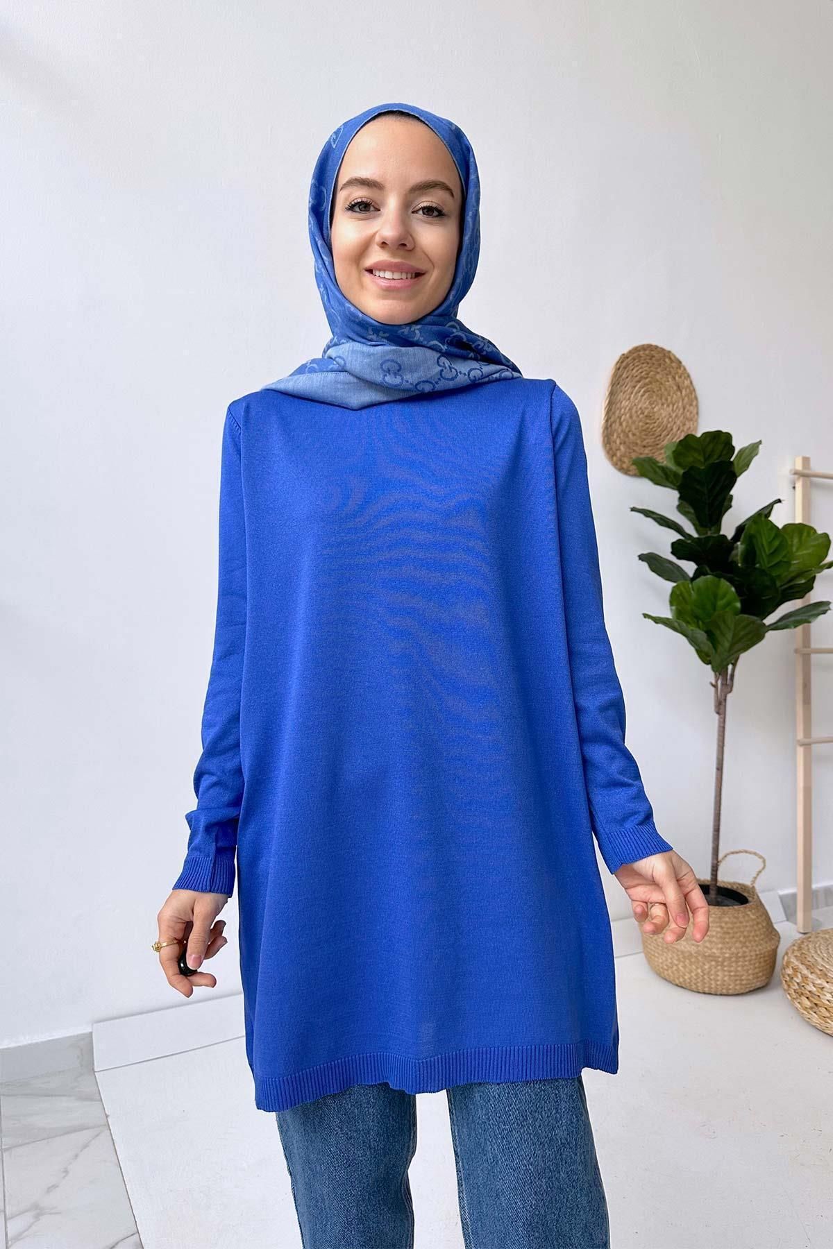 Ka Hijab Basic Merserize Tunik - Saks Mavi