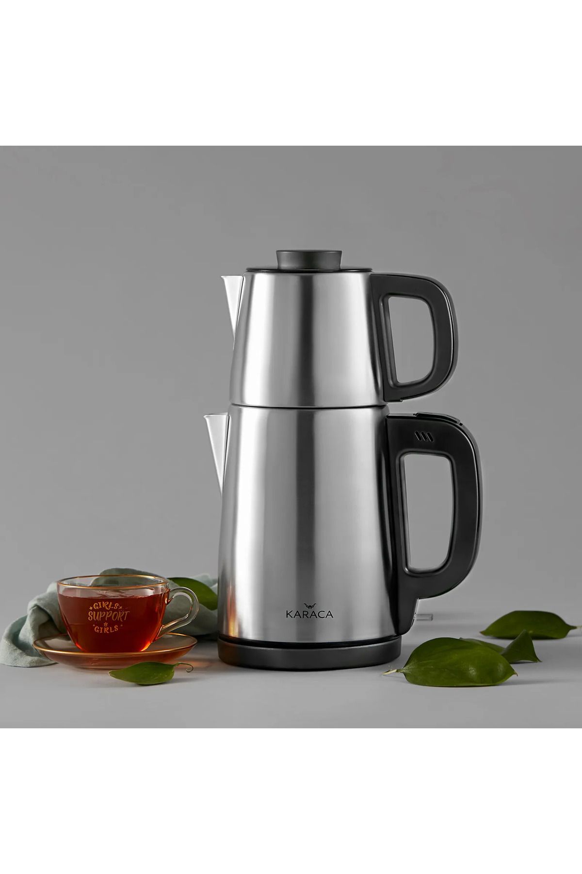 Karaca 2 In 1 Çelik Su Isıtıcı Çay Makinesi Inox Aile Boyu Geniş Kapasite