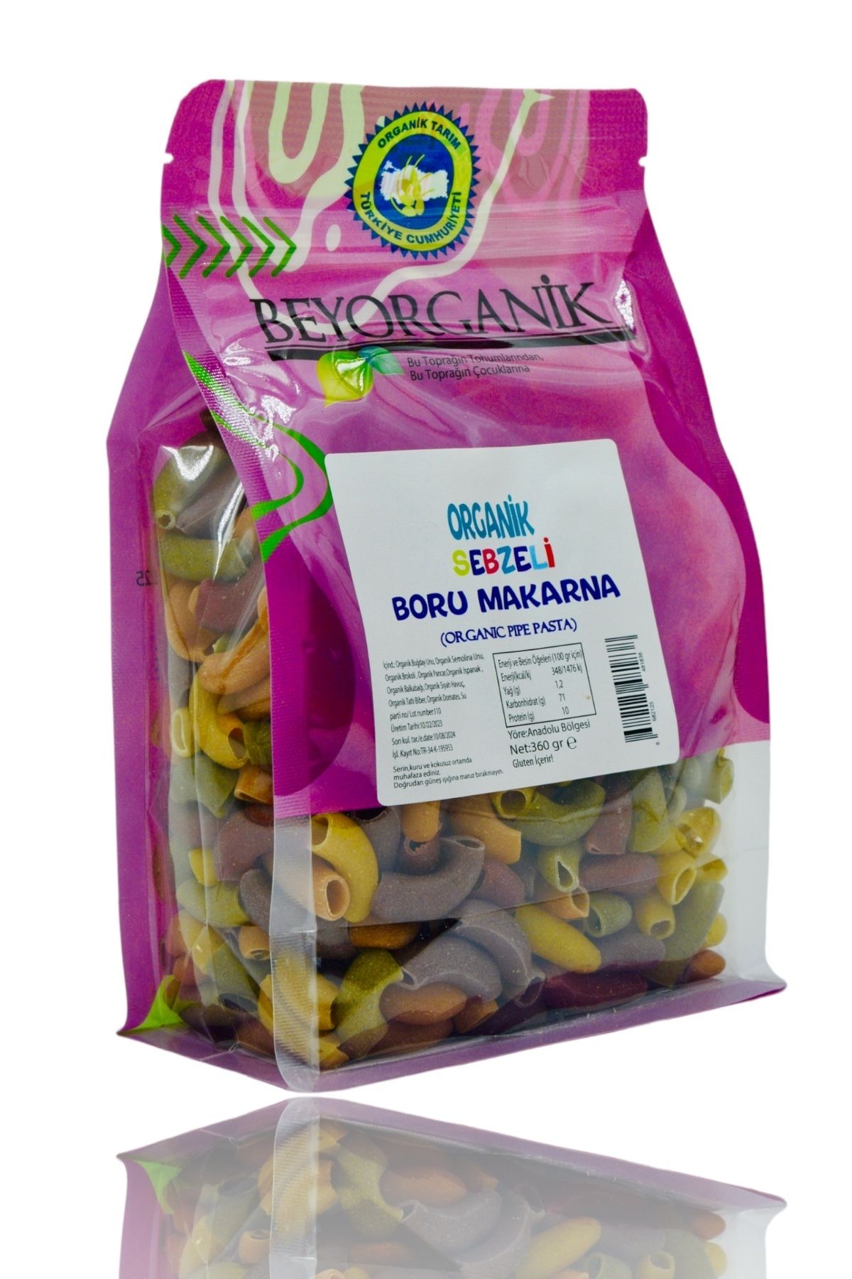 BEYORGANİK Organik Sebzeli Boru Makarna 360gr