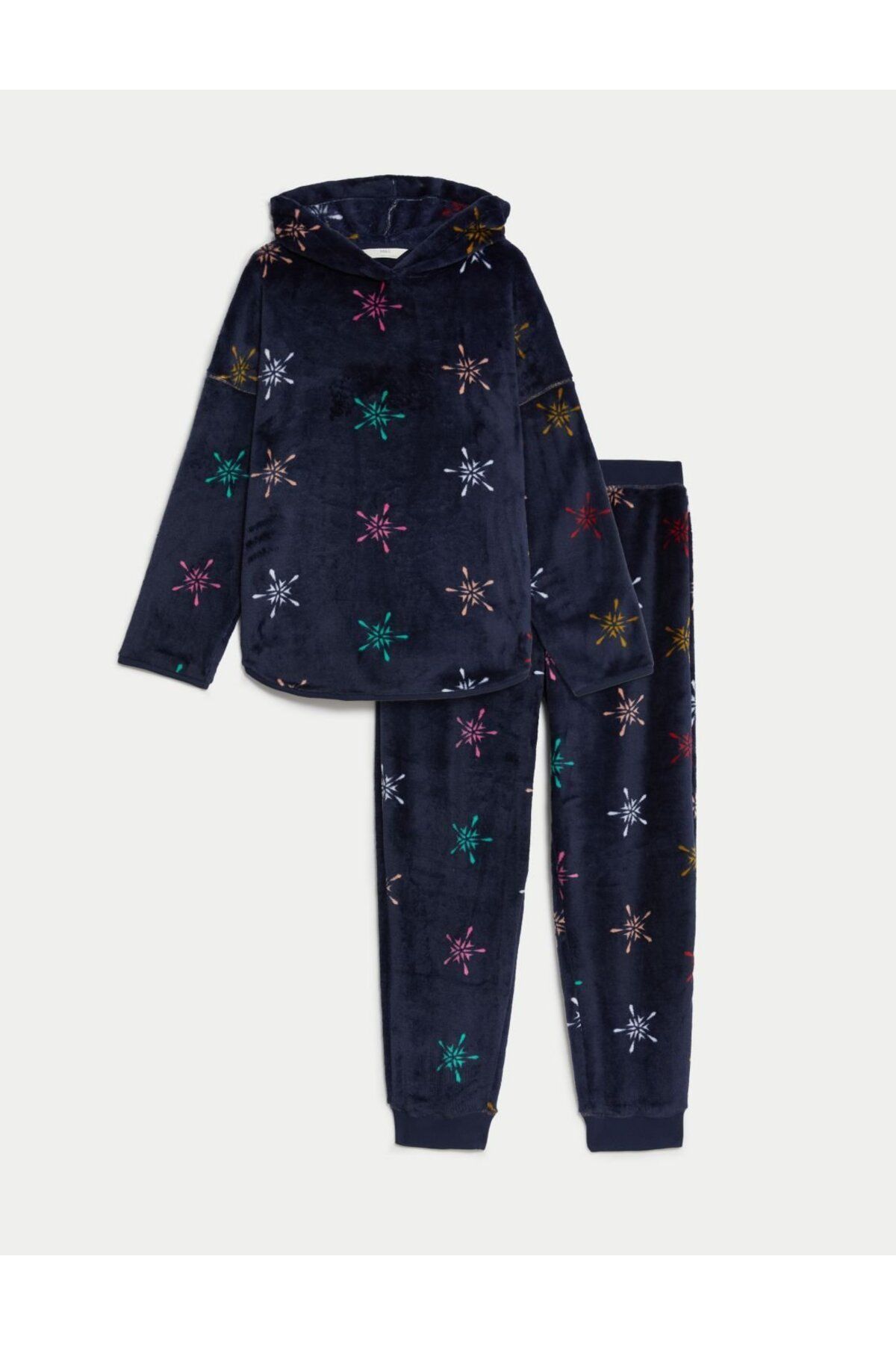 Marks & Spencer Yıldız Desenli Uzun Kollu Polar Pijama Takımı
