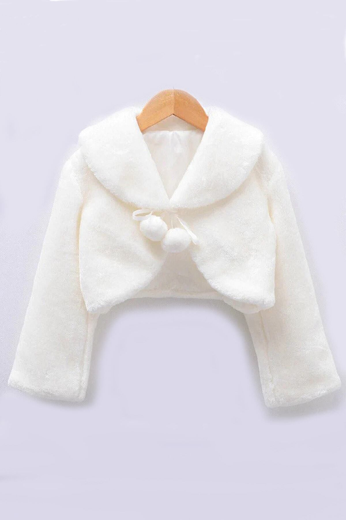ipek atlas Kız Çocuk Uzun Kollu Peluş Bolero