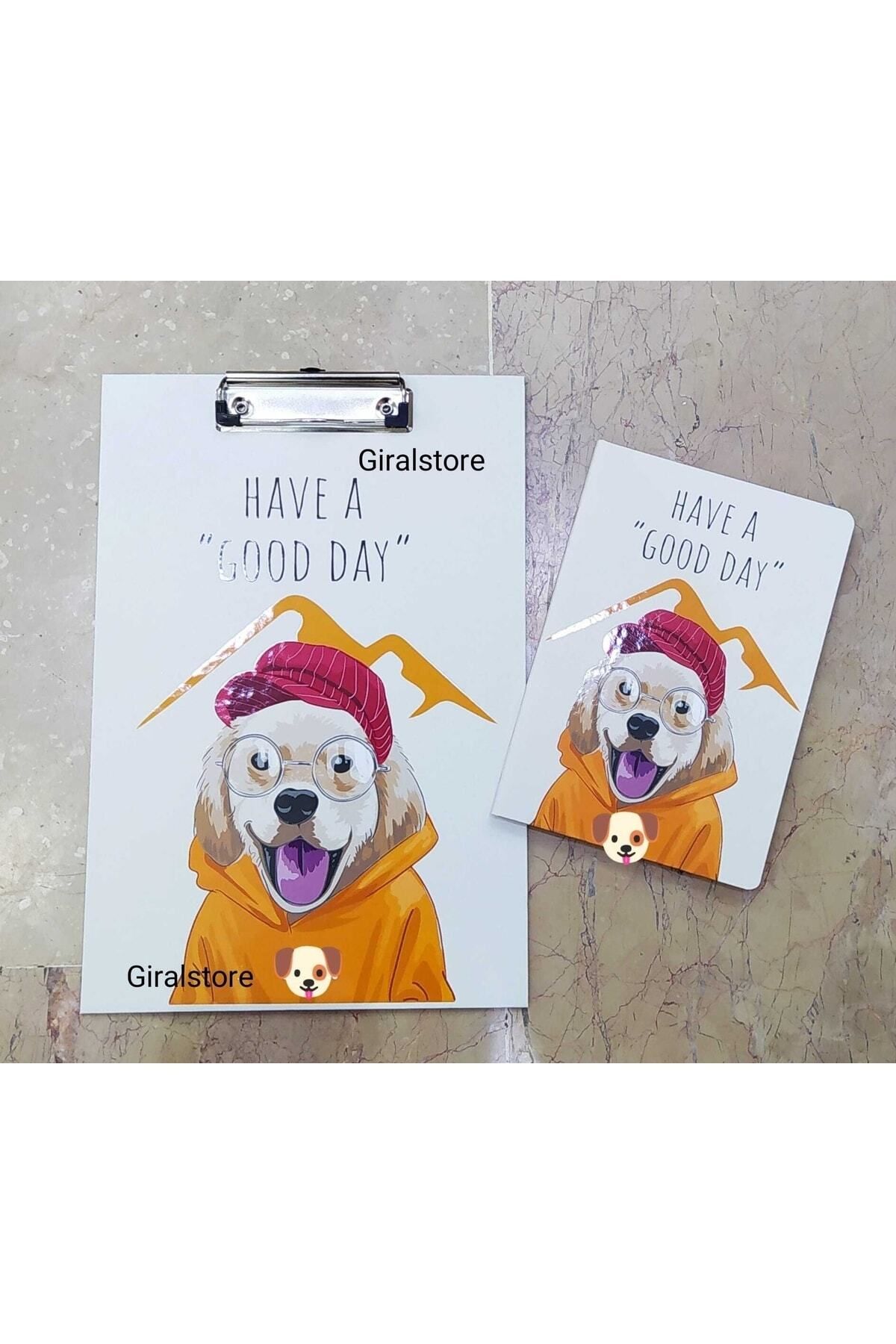 GiralStore Sevimli Köpek Desenli Sekreterlik Ve 72 Yapraklı Sevimli Köpek Desenli Not Defteri