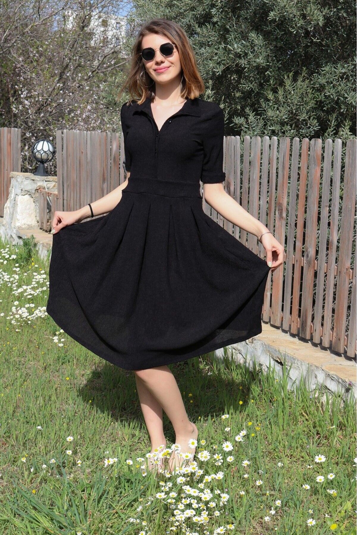 Barbora Günlük Yazlık Ofis Kadın Elbisesi 208siyah