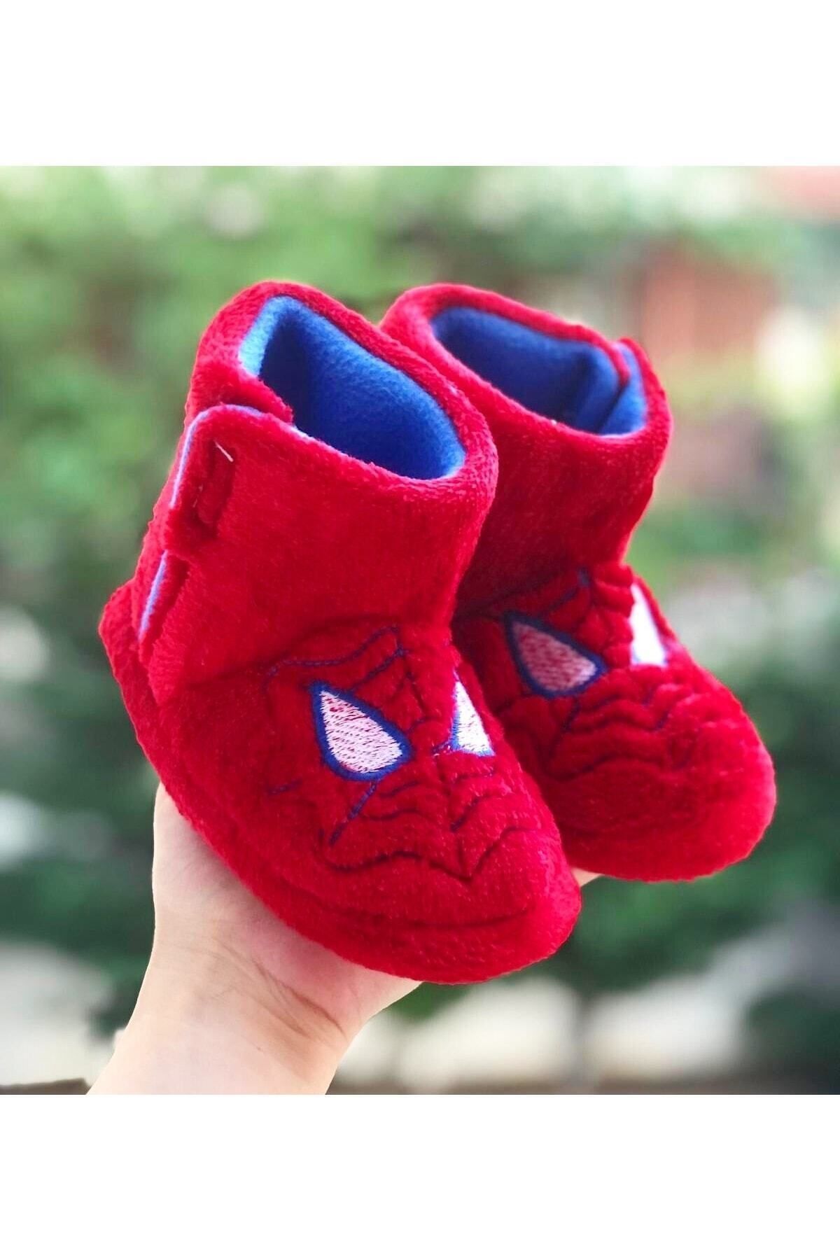 Pandalina Spiderman Örümcek Adam Cırtcırtlı Erkek Çocuk Panduf Kaydırmaz Taban Anaokulu Kreş Ev Ayakkabısı