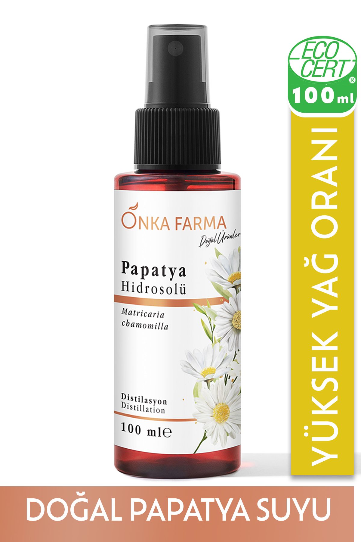 OnkaFarma Onka Farma Papatya Suyu / Hidrosolü Tonik Yağı Alınmamış Doğal Içerik 100 ml