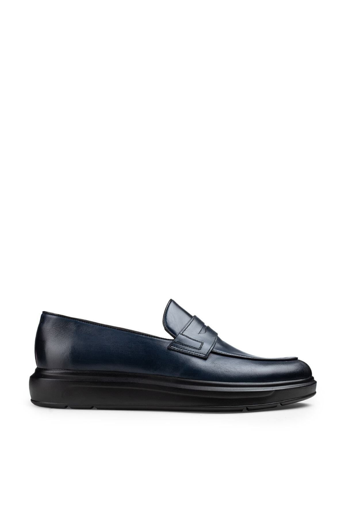 Deery Hakiki Deri Mavi Loafer Erkek Ayakkabı