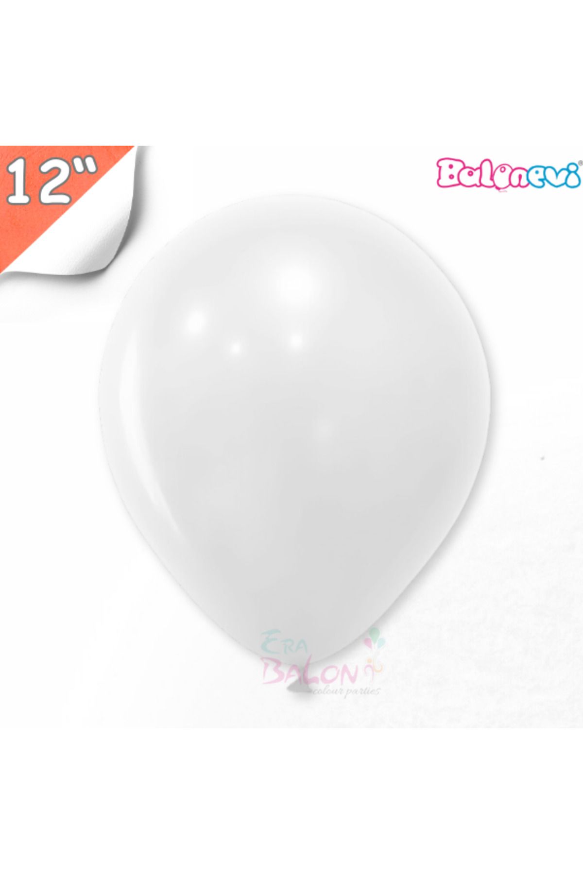 BalonEvi Pastel 12" Balon Balonevi Beyaz 10 Adet