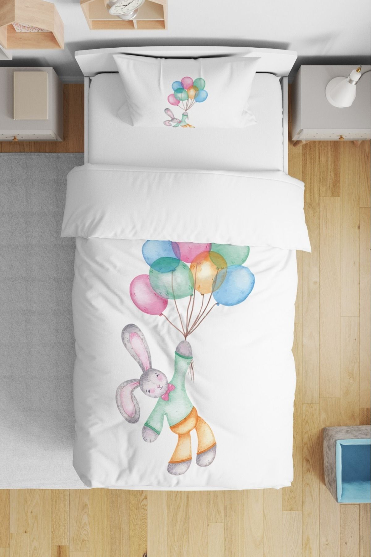 Genel Markalar Silikon Yorganlı Bebek Uyku Seti - tavşanın balonları BNT2024-57
