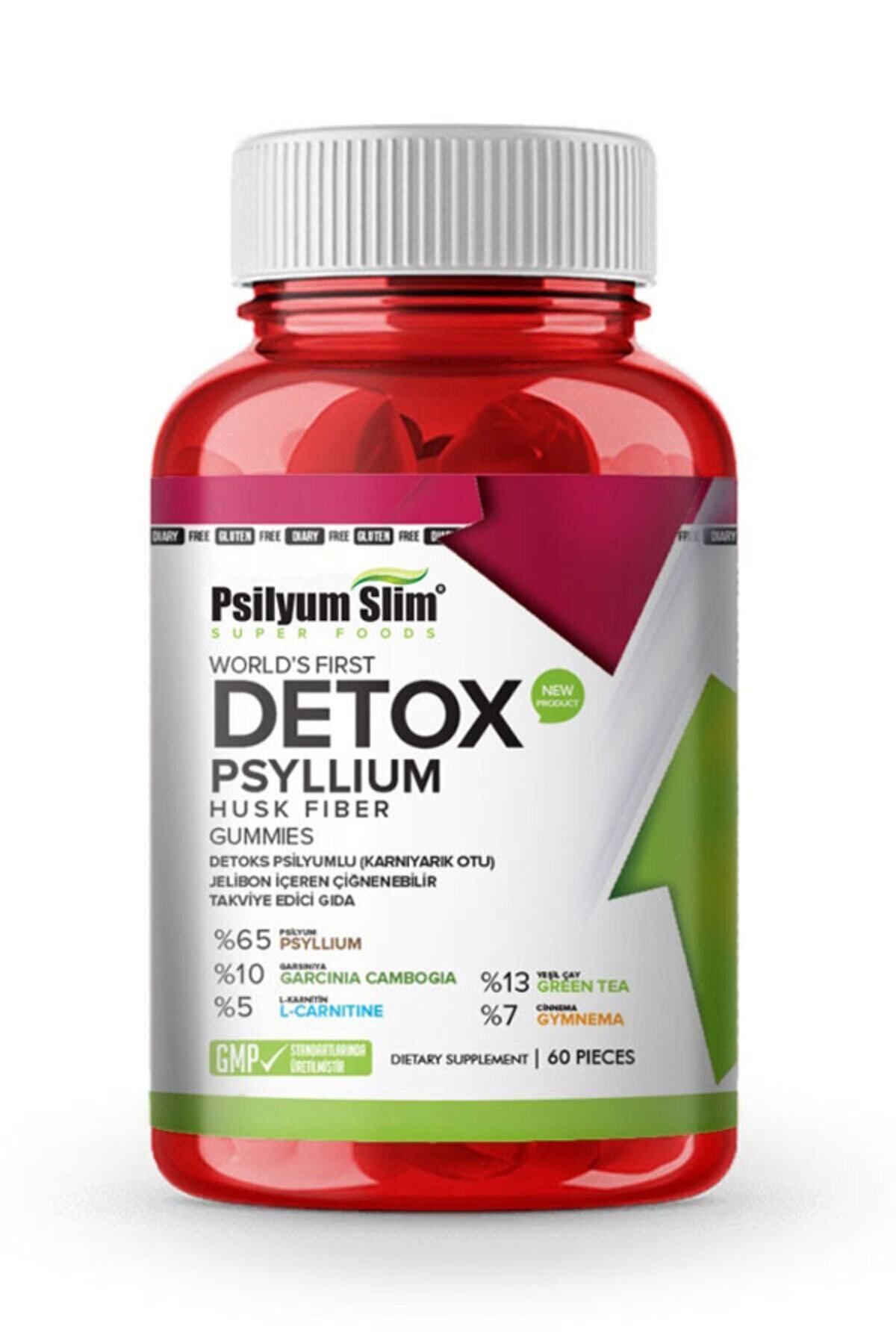 psilyum slim Detox Psyllium 6o Adet Jelibon Içeren Kilo Vermeye Yardımcı Tok Tutan Karnıyarık Otu Form