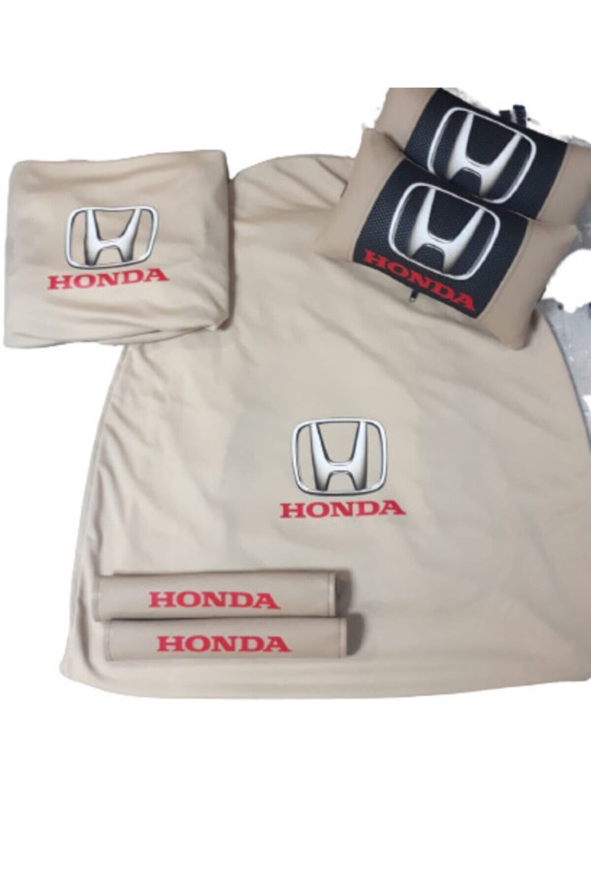Honda Bej Penye Servis Kılıfı,2 Adet Deri Yastık Ve 2 Adet Deri Kemerlik