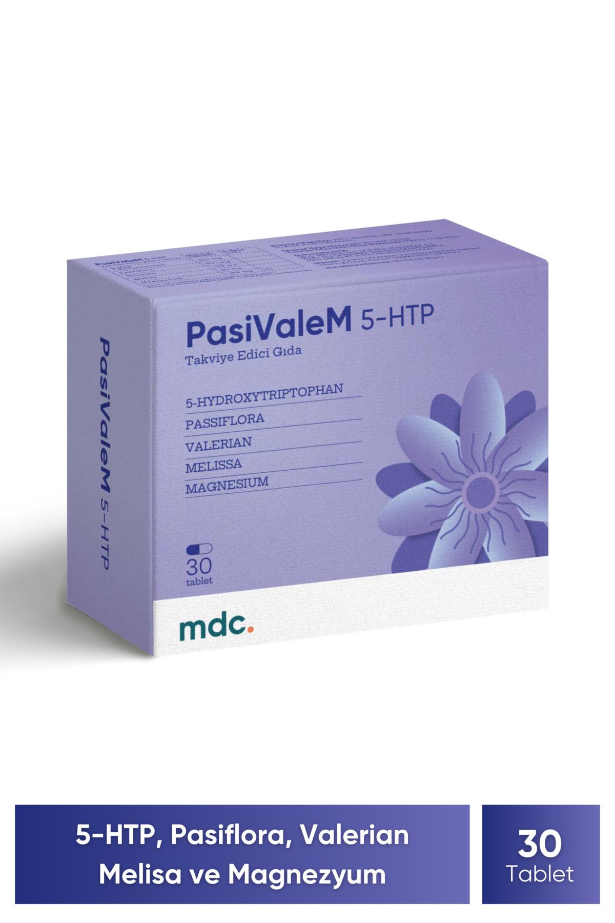 MDC Pasivalem 5-htp Takviye Edici Gıda 30 Tablet (5-HTP, PASİFLORA, VALERİAN, MELİSA, MAGNEZYUM)