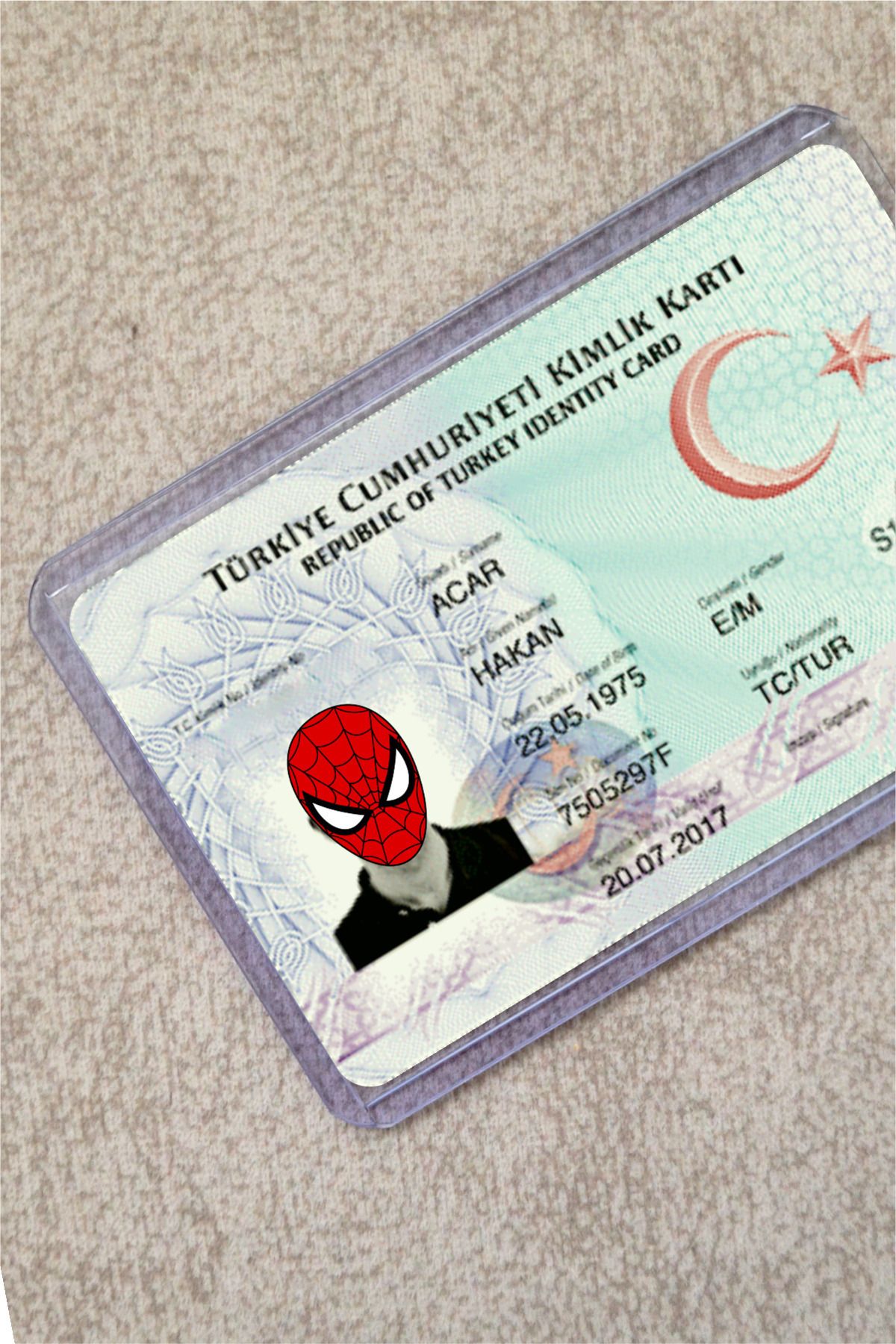 SARANG Spiderman Örümcek Adam Şeffaf Kimlik Kılıfı - Ehliyet, Nufüs Cüzdanı, Okul Kartı, Akbil Kılıfı