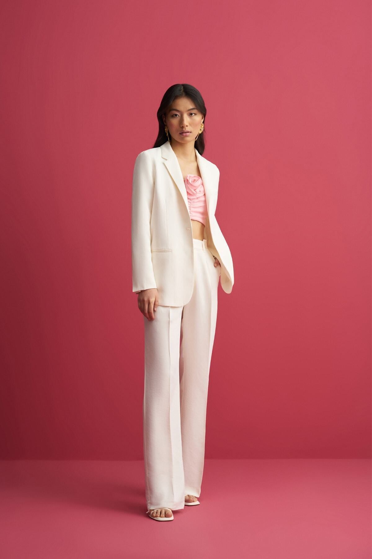 Mathilda By Çiğdem Bilici Beyaz Limited Edition Oversize Vatkalı Ceket
