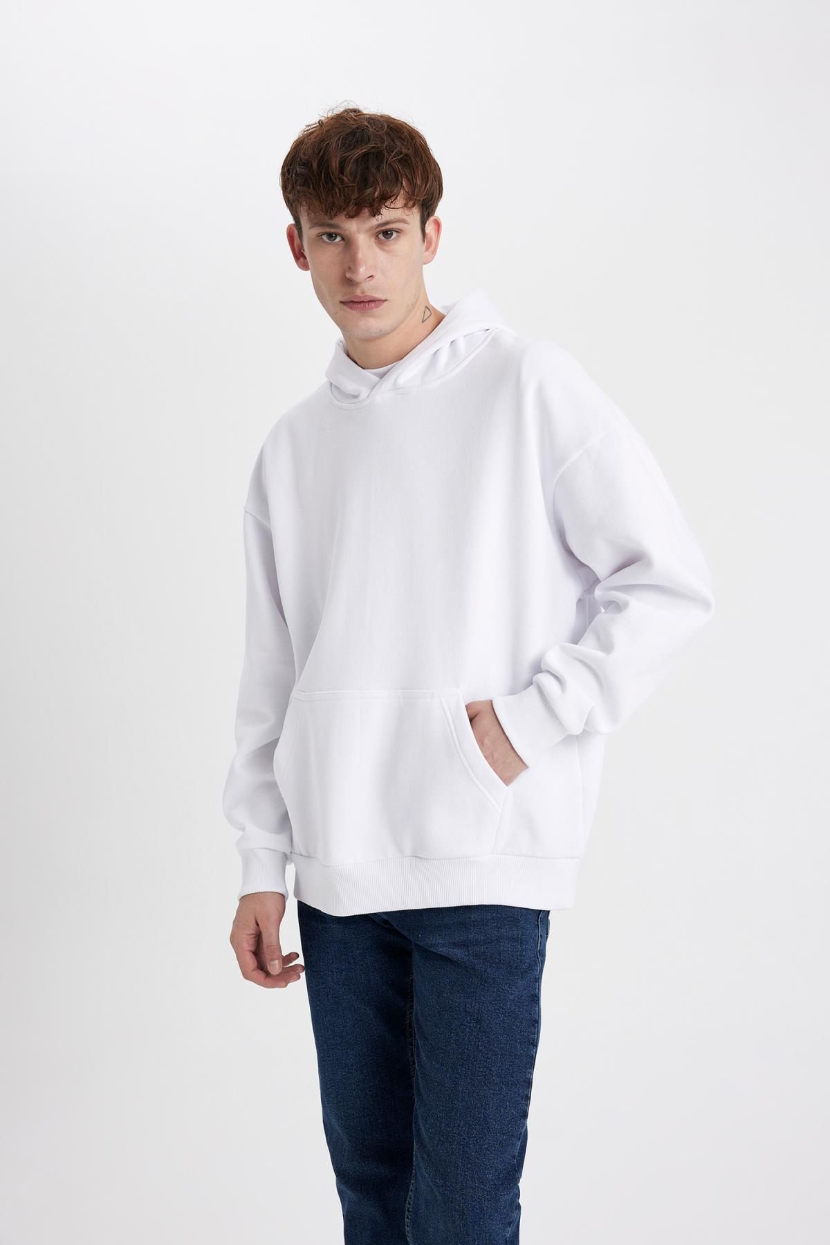 Defacto Oversize Fit Kapüşonlu Kanguru Cepli Içi Yumuşak Tüylü Sweatshirt