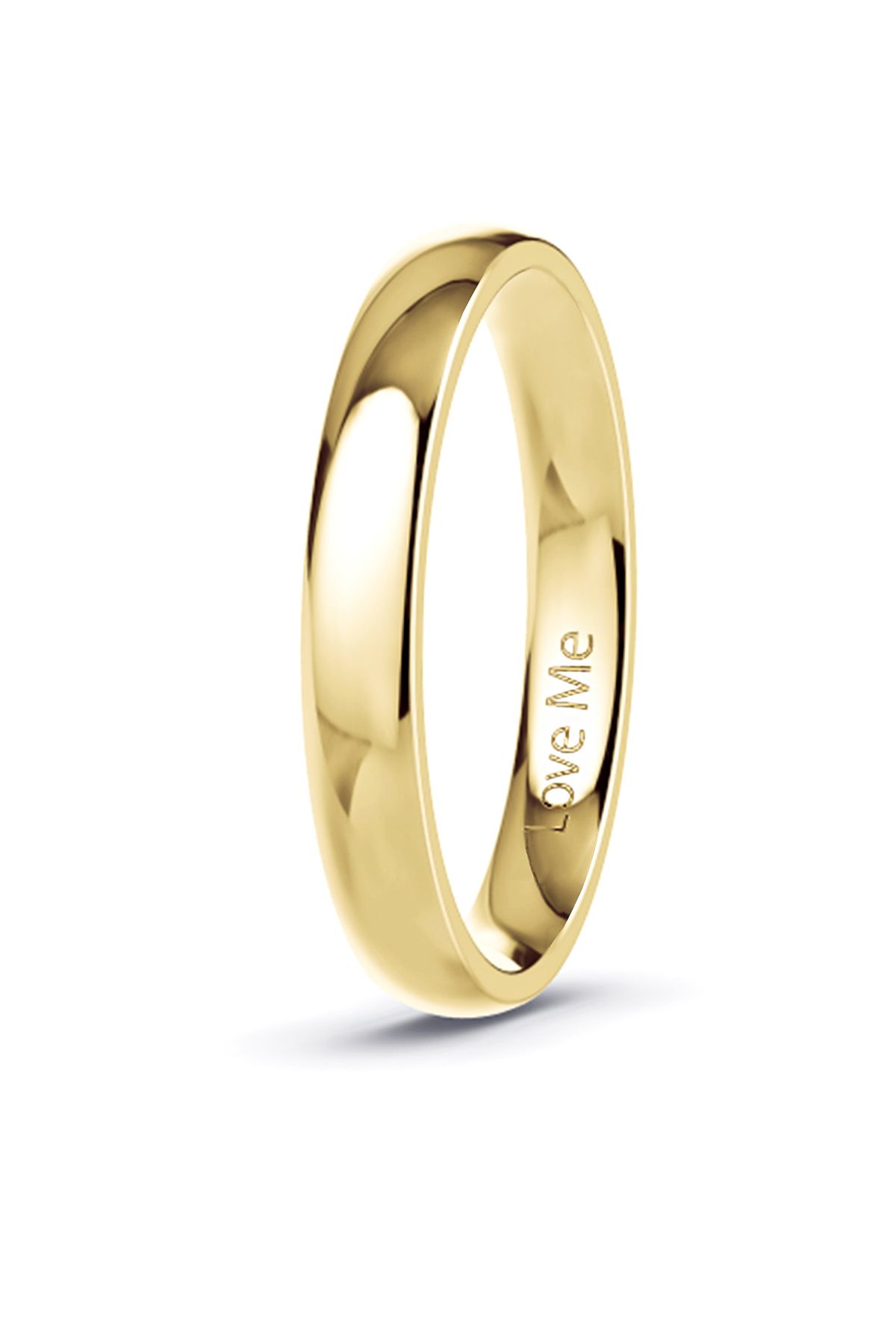 Love Me Marka Patentli Garantili Yeni Üretim Mücevher Kalitesinde 3mm Altın Renk Parlak Çelik Alyans Lm-332g