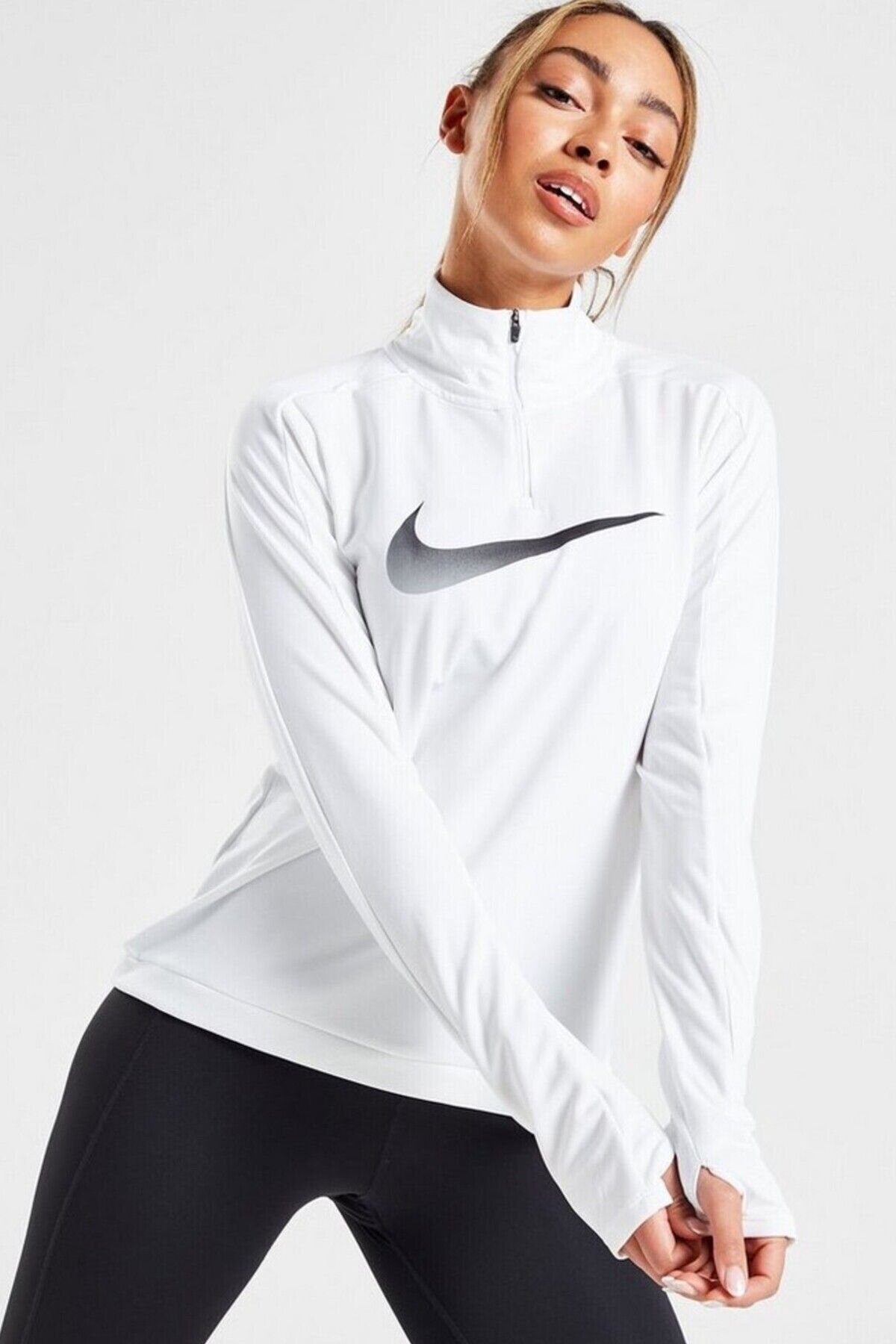 Nike Dri Fit Swoosh Hbr Beyaz Kadın Spor Sweatshirt