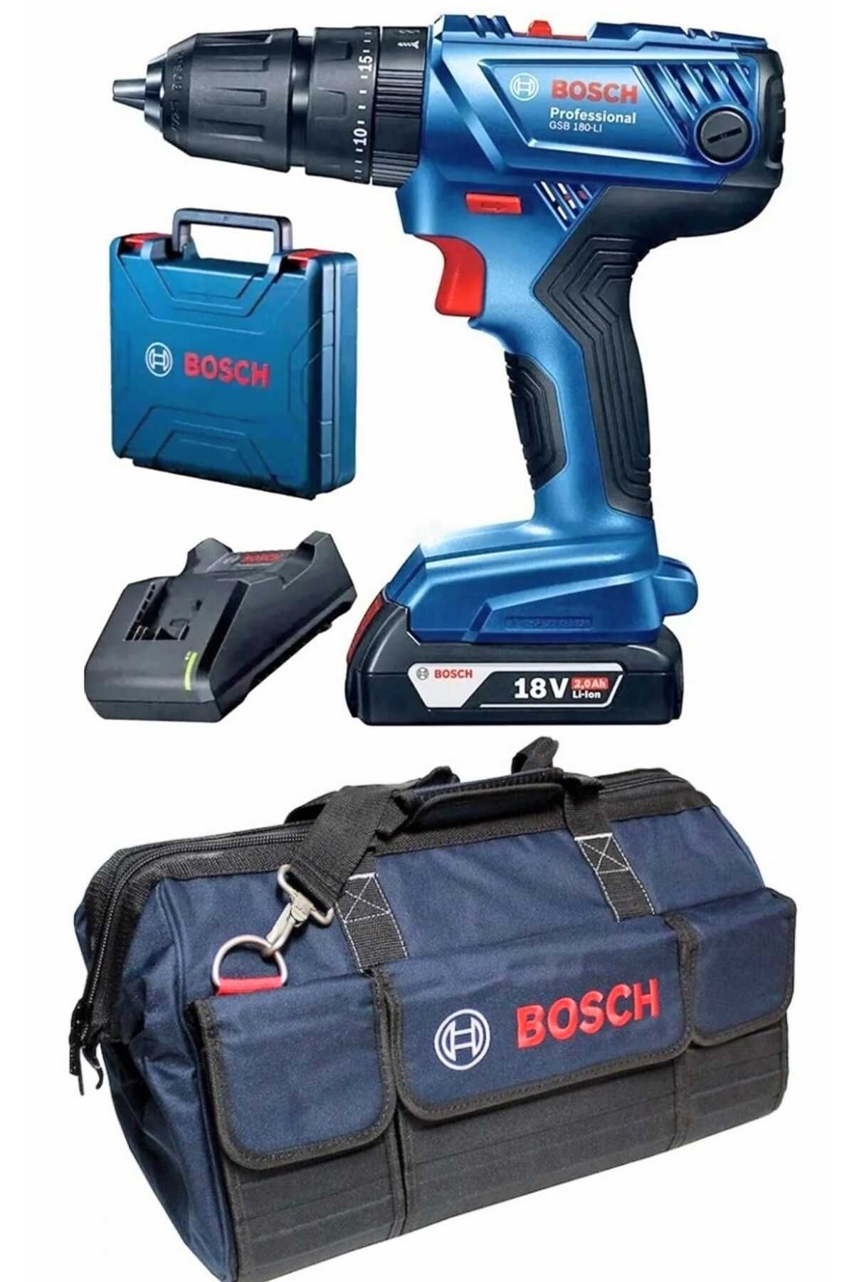 Bosch Gsb 180 Li Tek Akülü Şarjlı Darbeli Matkap Vidalama ve Çanta Hediye