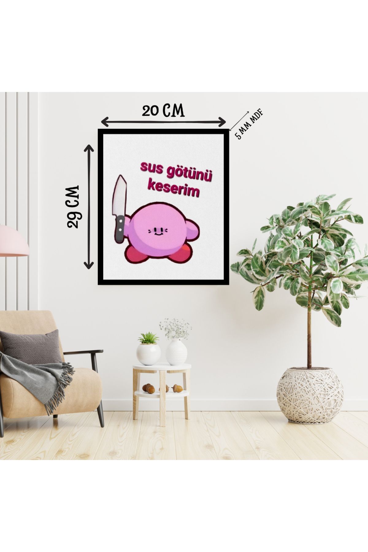 GünayStore SUS GÖTÜNÜ KESERİM YAZILI MOCHİ CAT TABLO