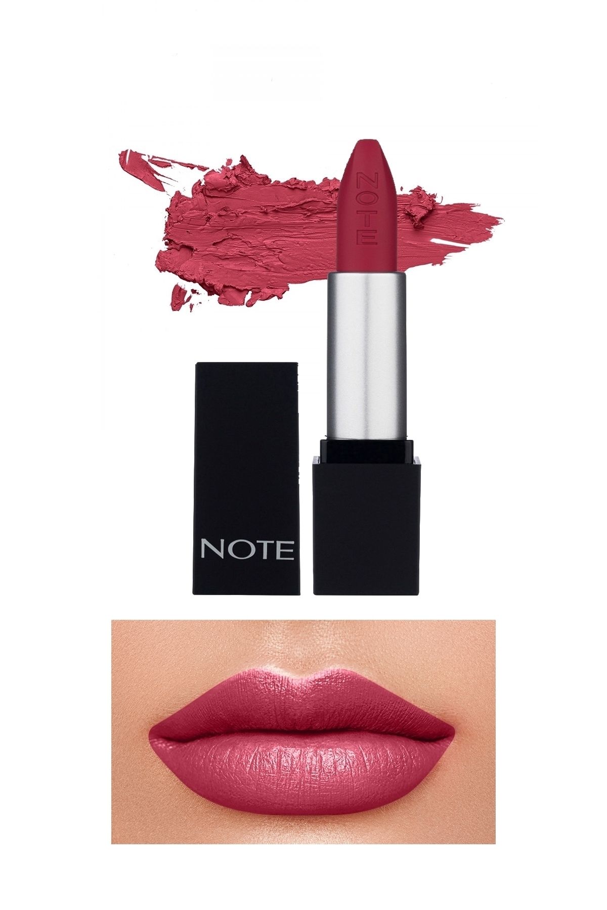 Note Cosmetics Mattever Lipstick Yarı Mat Saten Bitişli Ruj 13 Strawberry Envie - Pembe